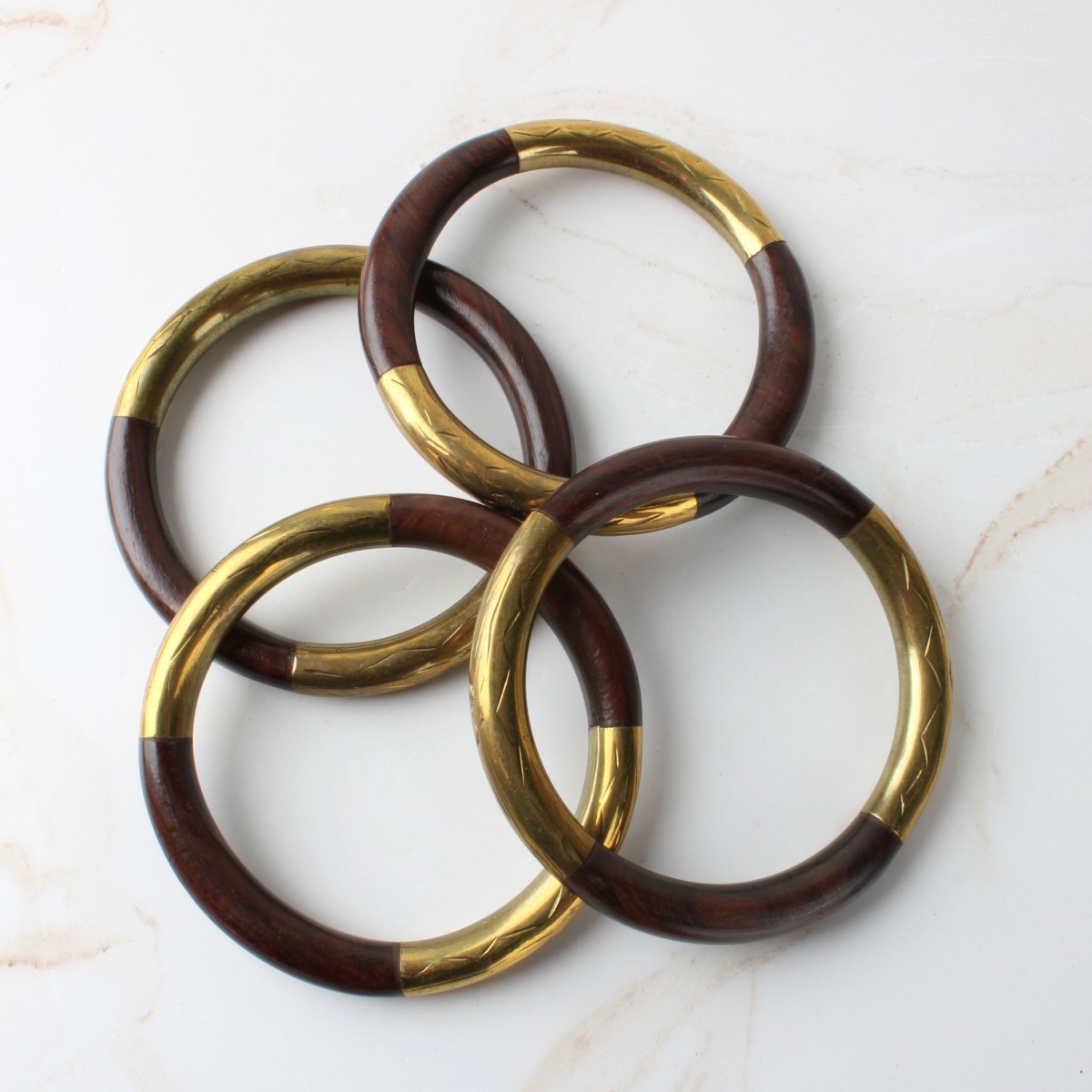 Deco Brass and Wood Bangles