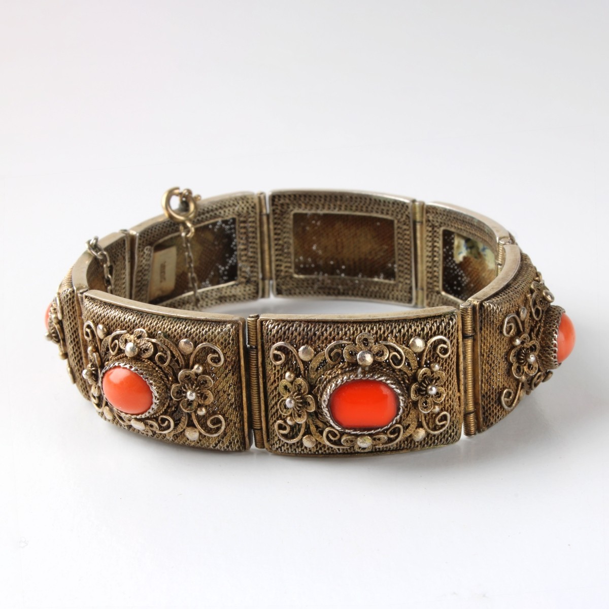 Vintage Filigree and Coral Bracelet