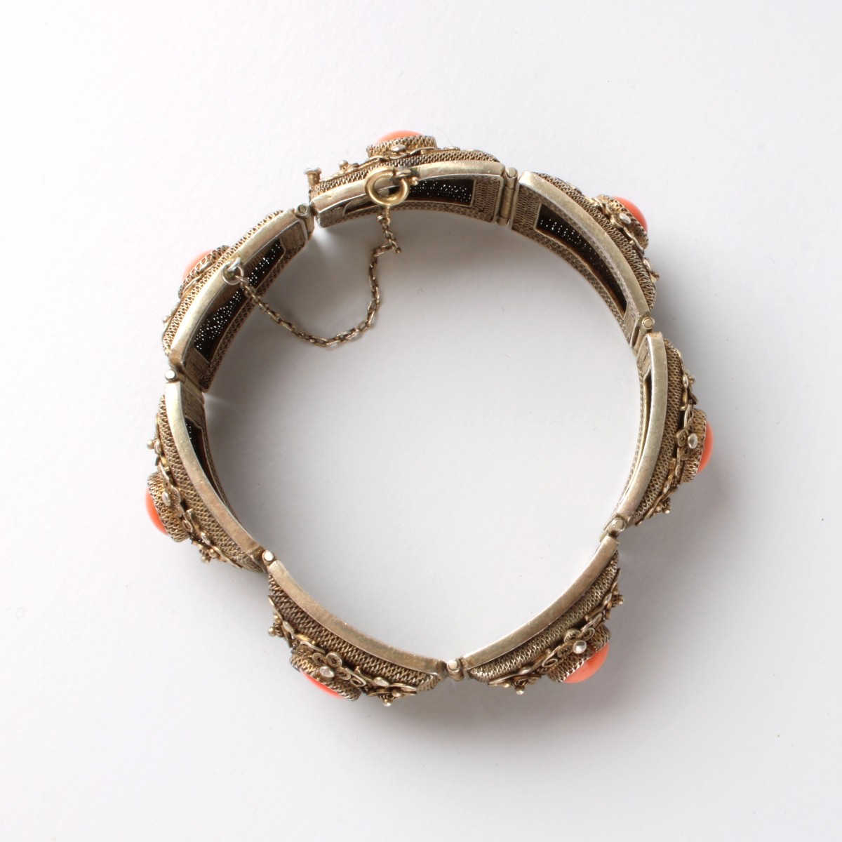 Vintage Filigree and Coral Bracelet