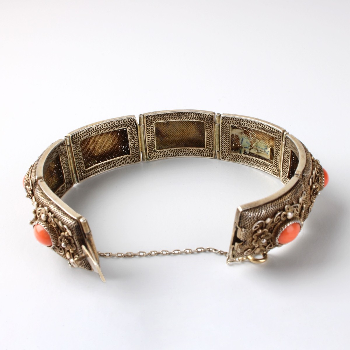 Vintage Filigree and Coral Bracelet