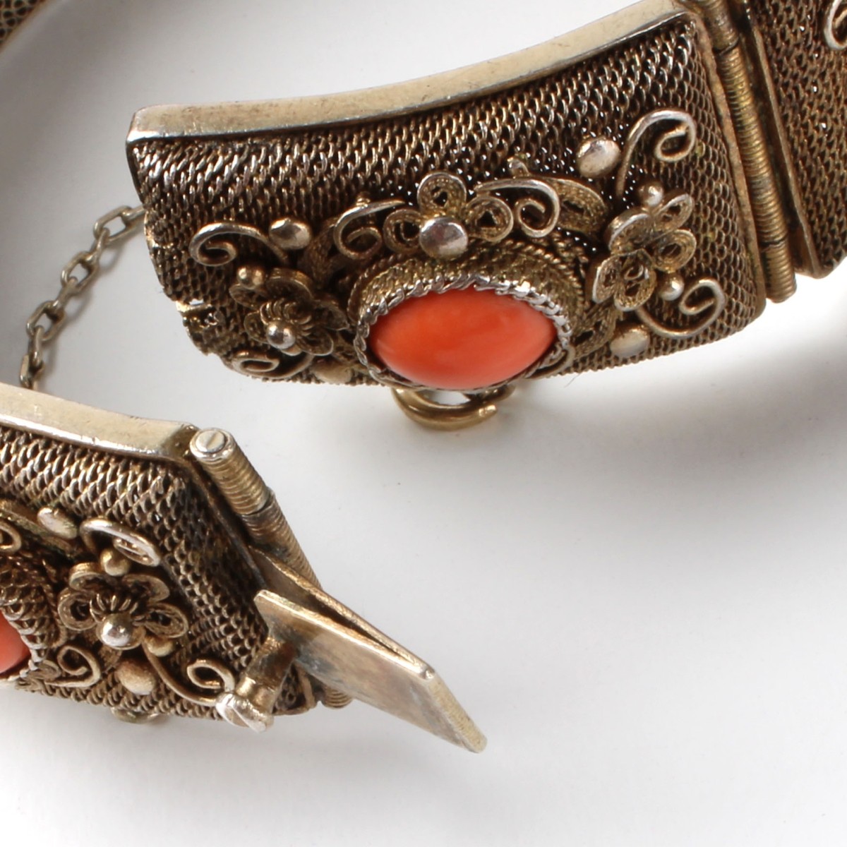 Vintage Filigree and Coral Bracelet