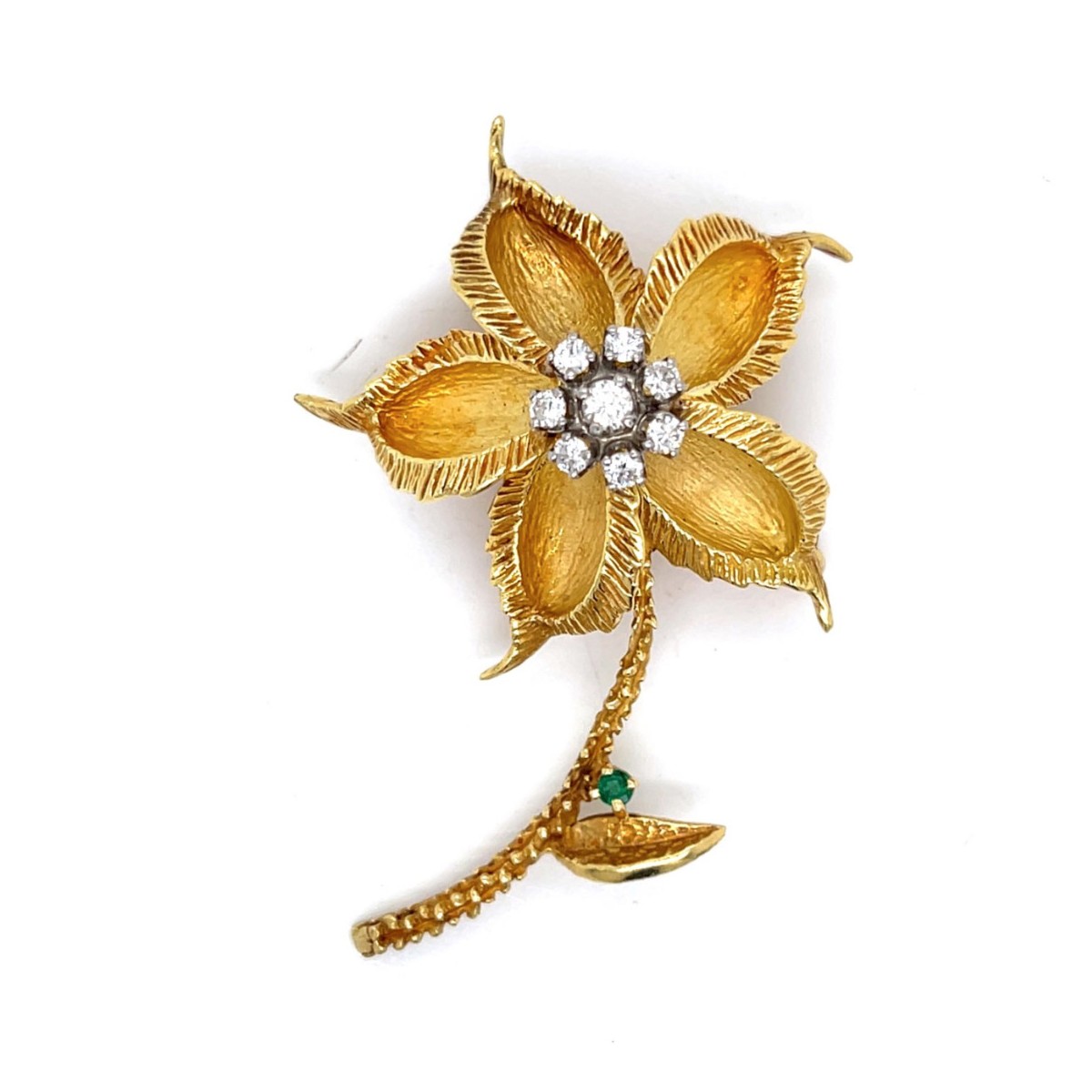 Cartier Diamond and 18K Flower Pin