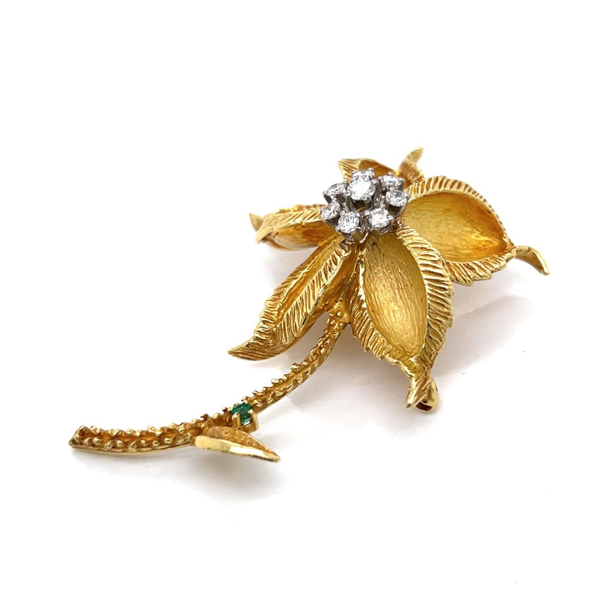 Cartier Diamond and 18K Flower Pin