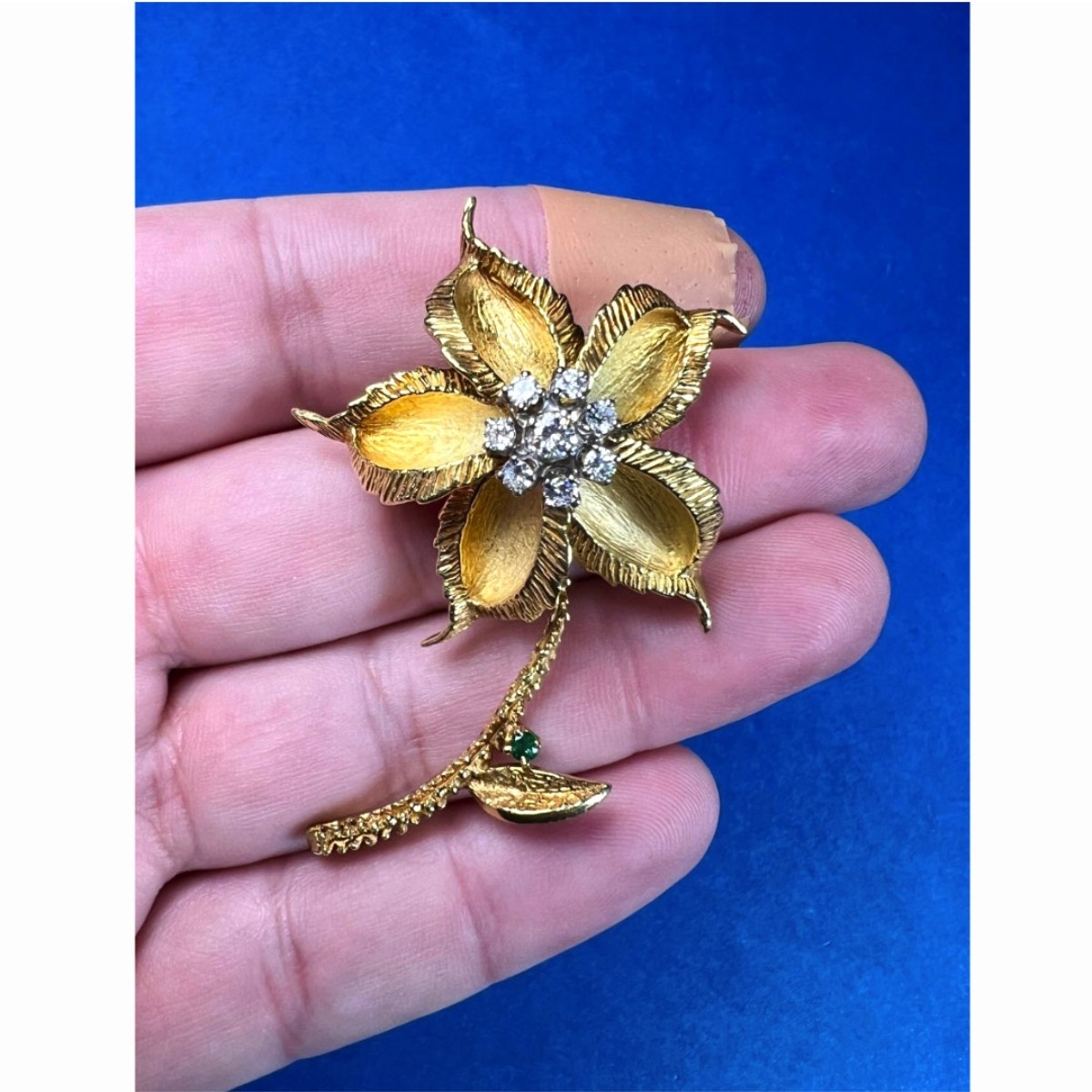 Cartier Diamond and 18K Flower Pin