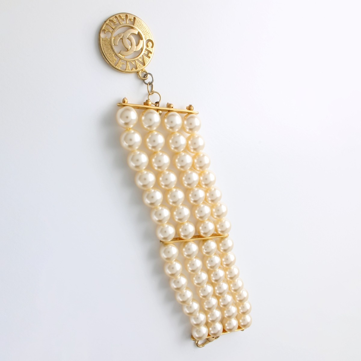 Faux Pearl and Gold Tone Bracelet
