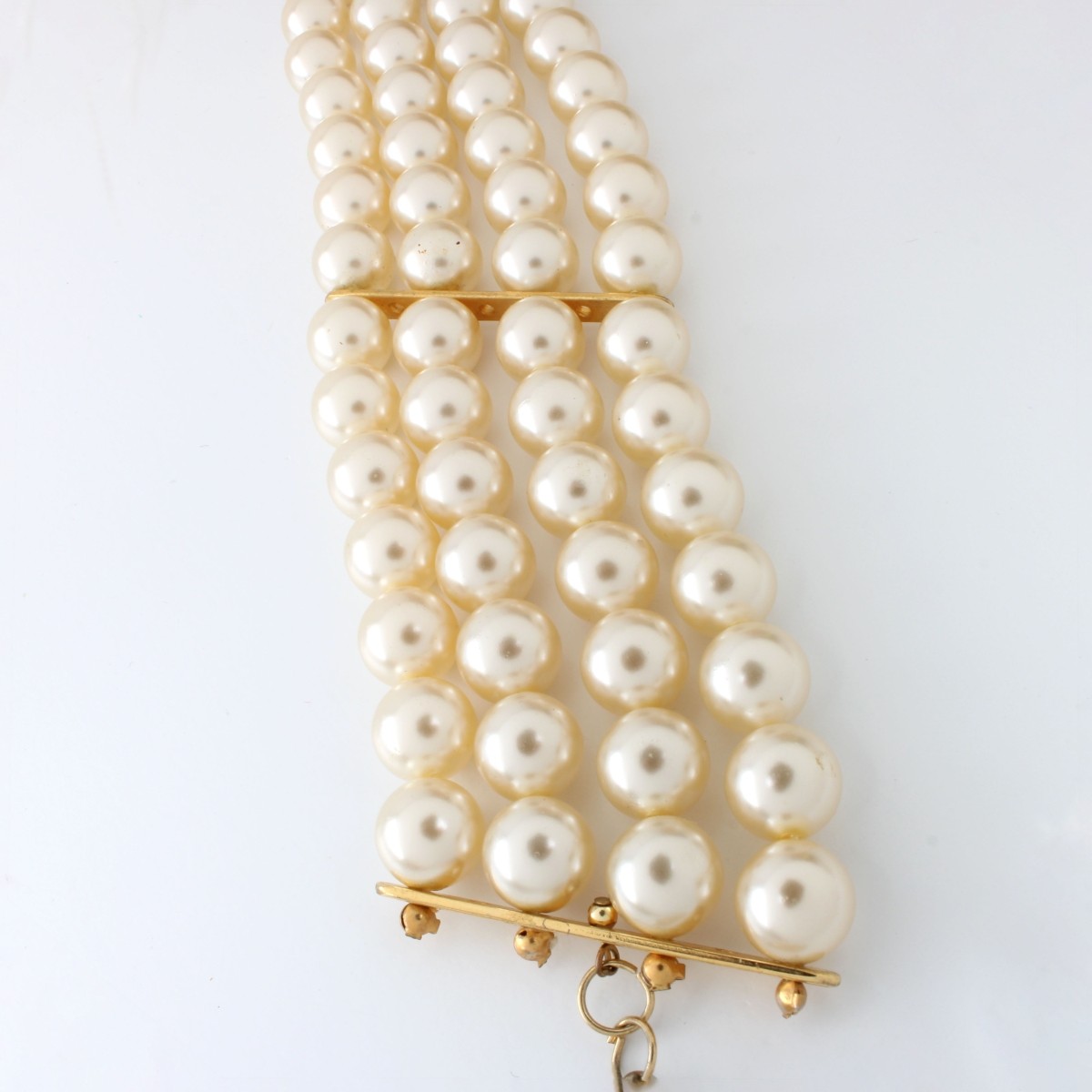 Faux Pearl and Gold Tone Bracelet