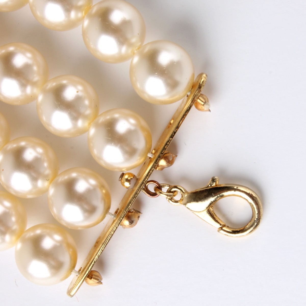 Faux Pearl and Gold Tone Bracelet