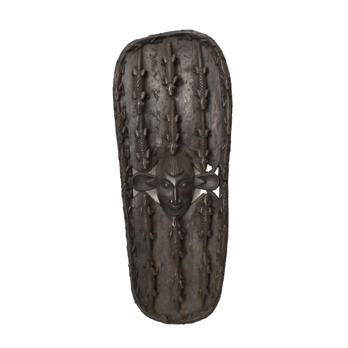 Large African Tribal Hand Carved Wood Wall Art