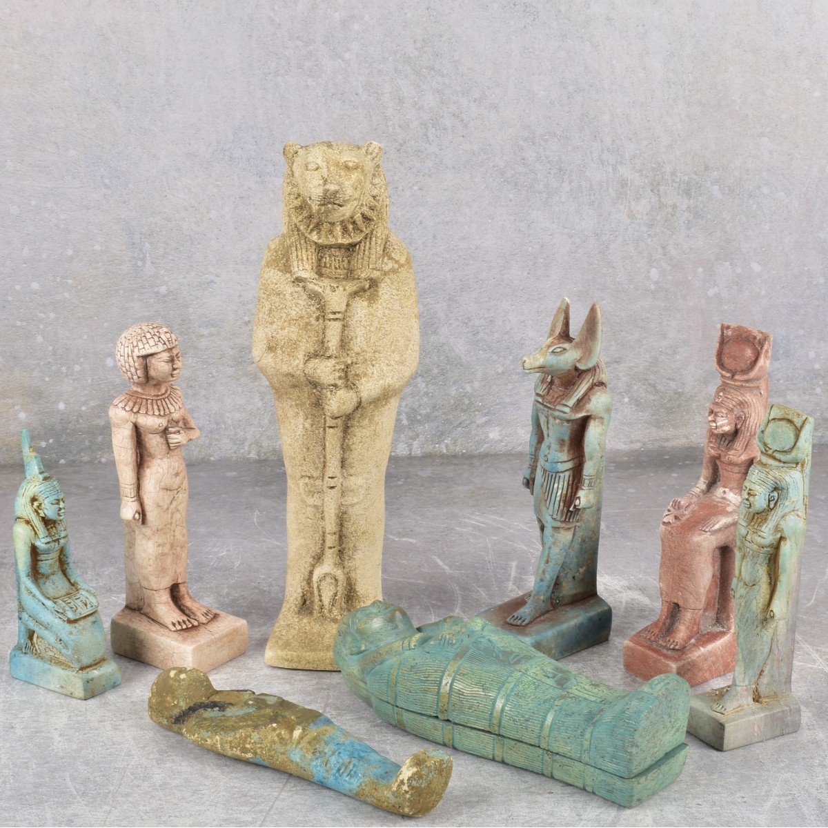 Egyptian Stone and Faience God Sculptures