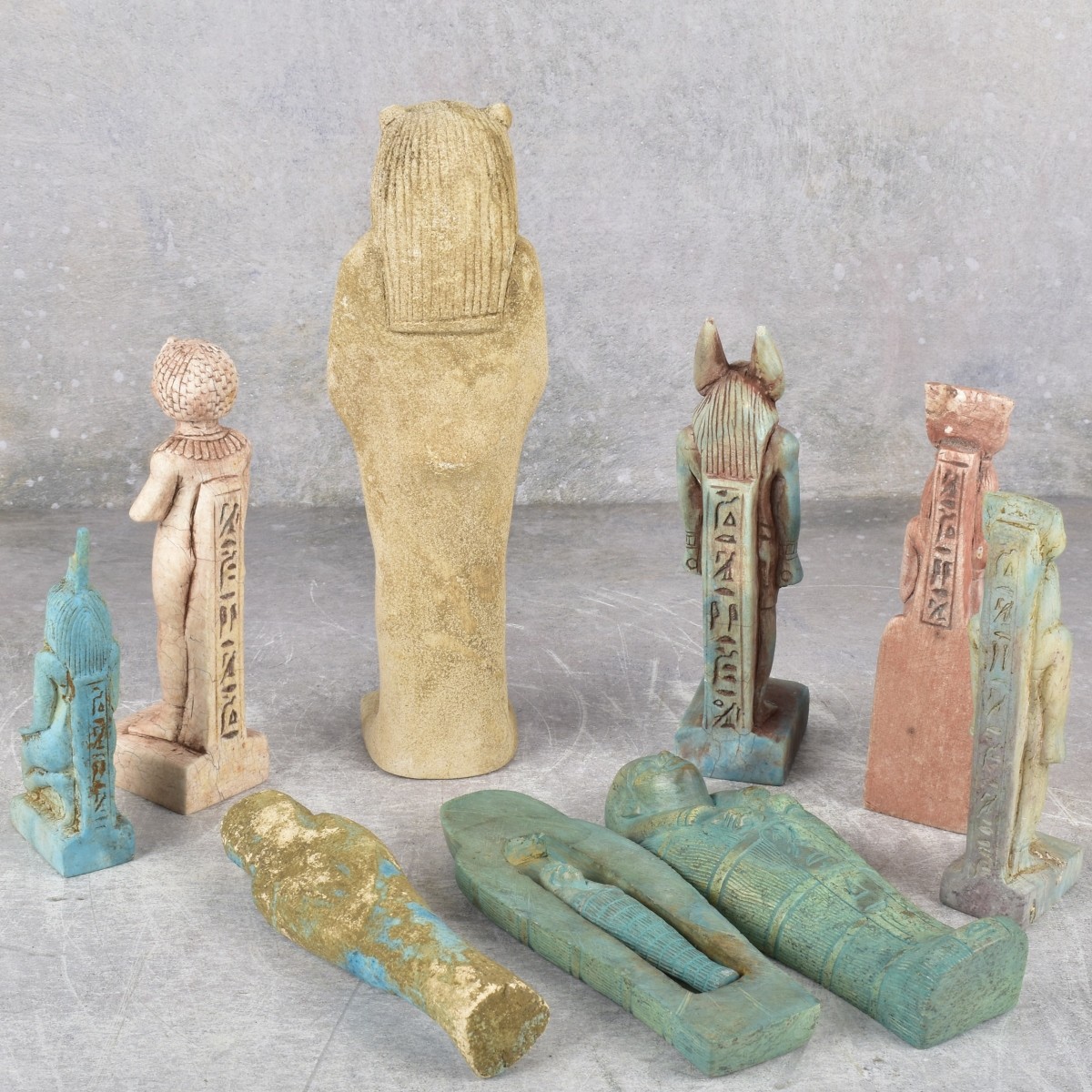 Egyptian Stone and Faience God Sculptures