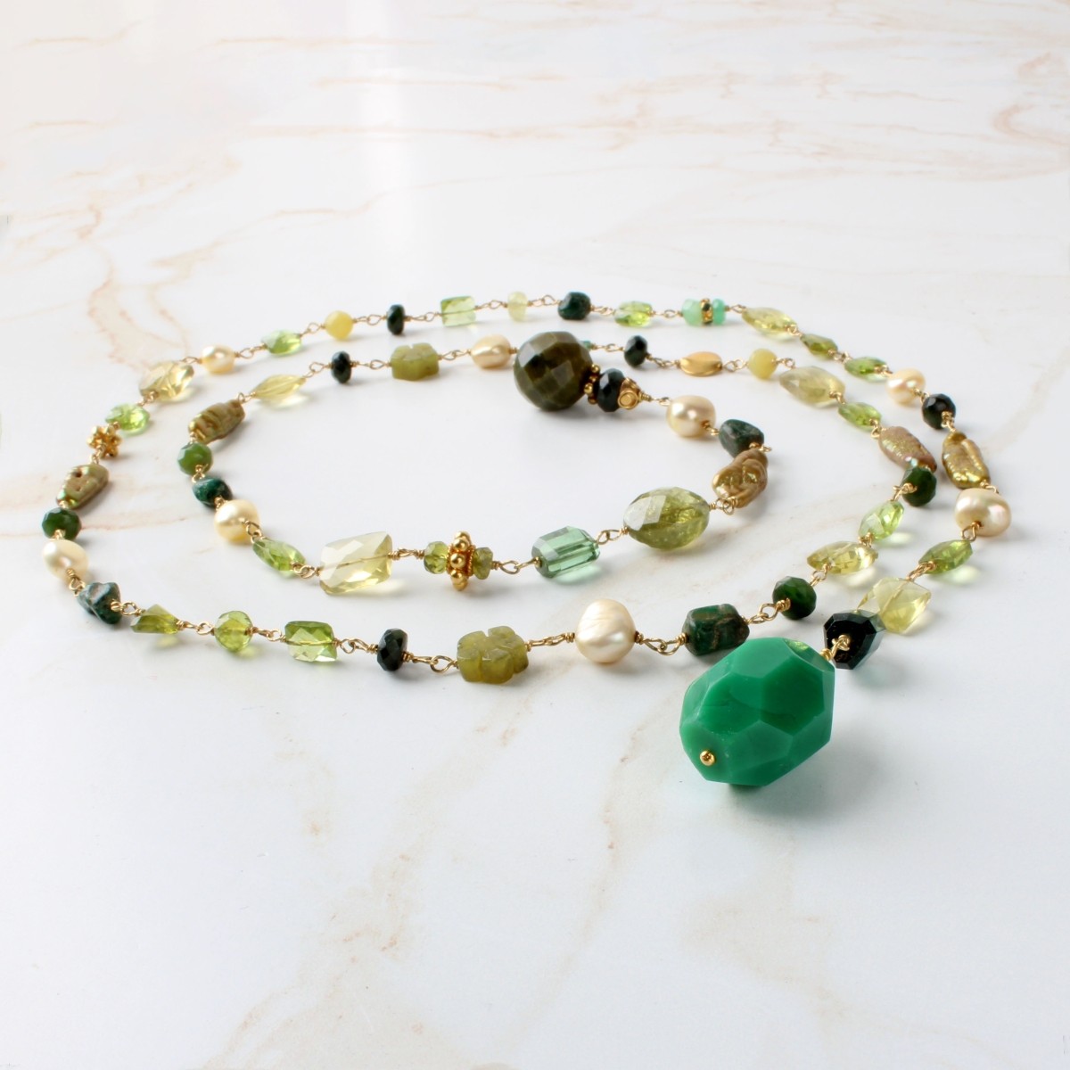 Gemstone, Pearl, 18K&14K Necklace