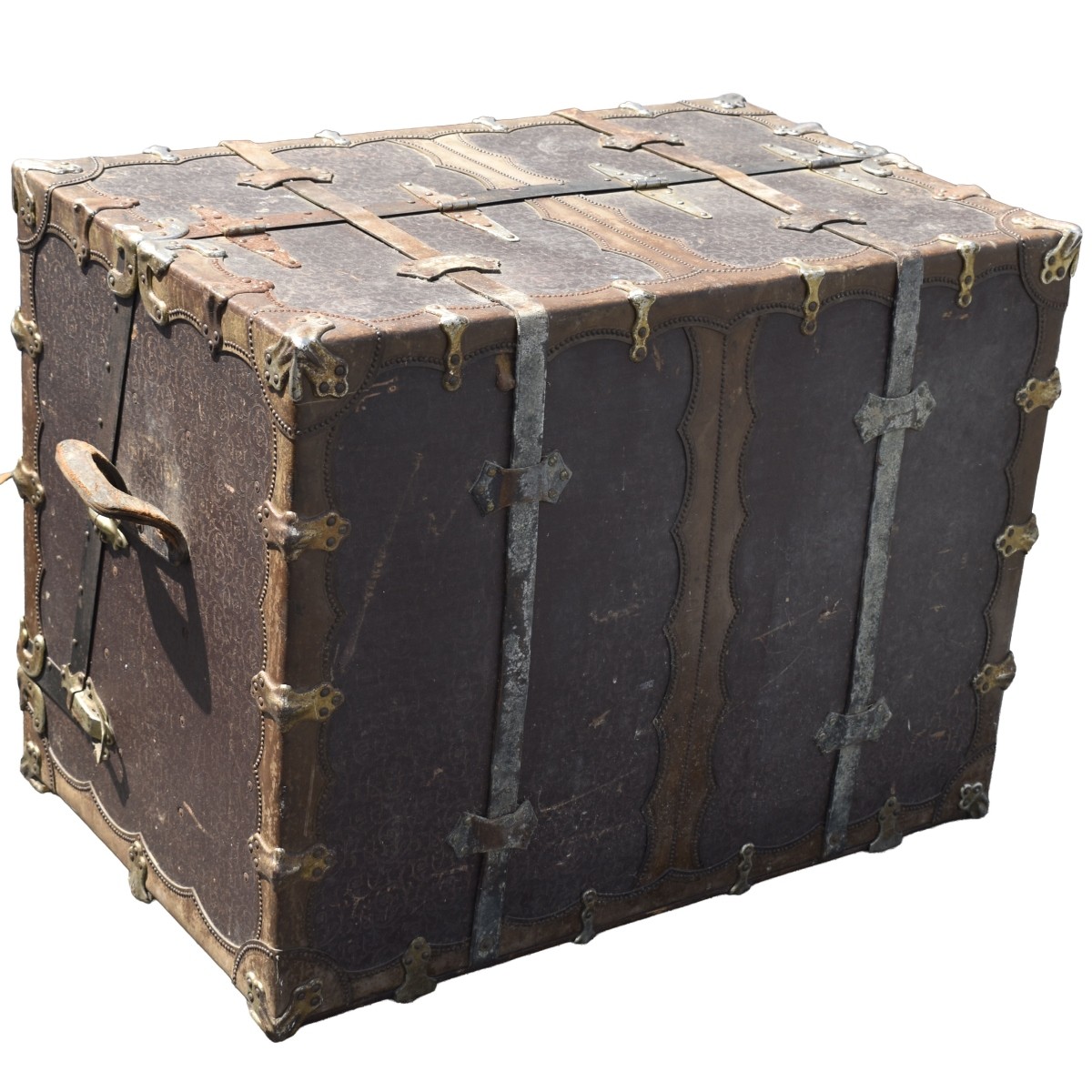 Antique Wood and Leather Steamer Trunk