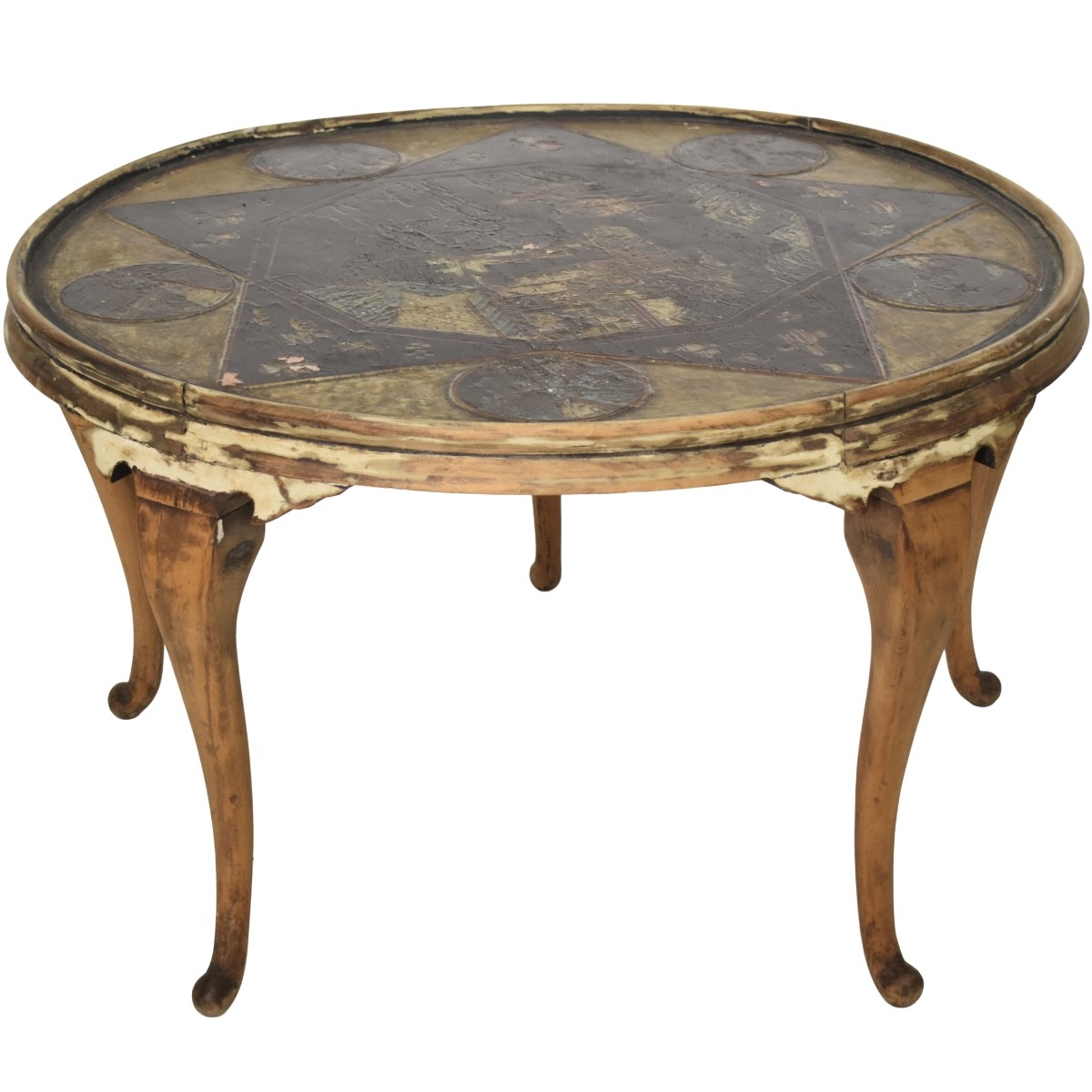 Vintage Painted Chinese Round Wood Table
