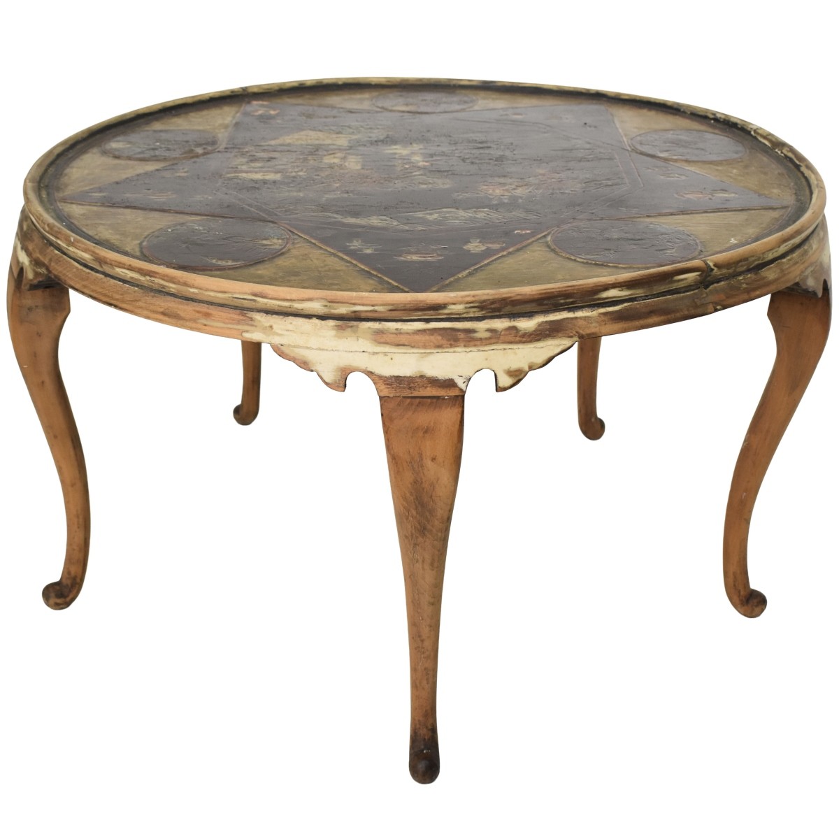 Vintage Painted Chinese Round Wood Table