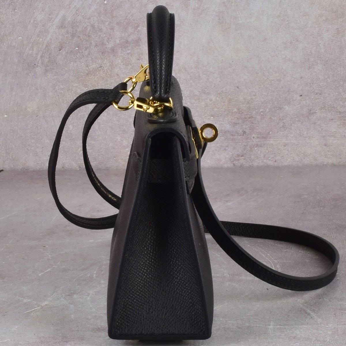 Replica Hermes Mini Black Leather Bag