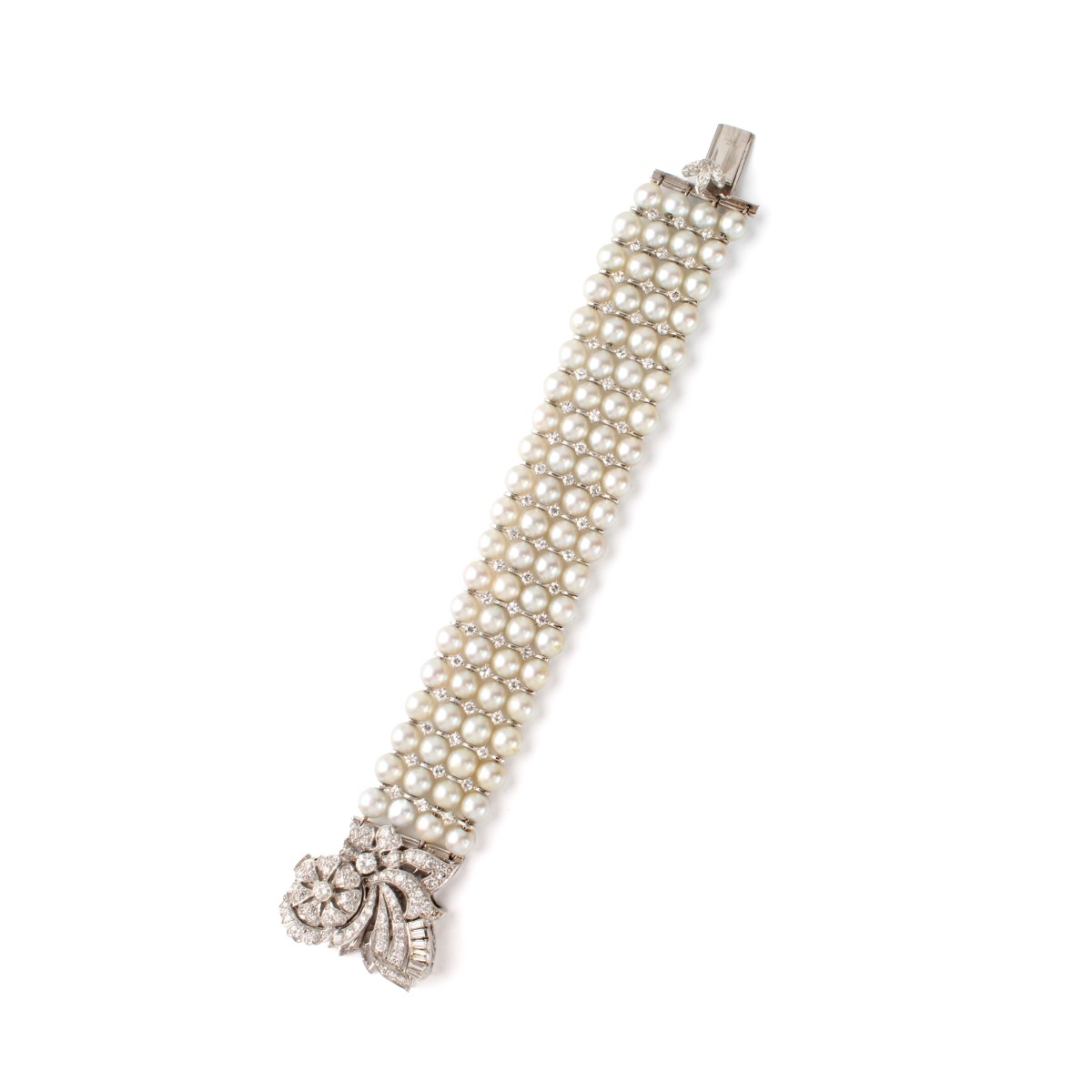 Diamond, Pearl and 14K Bracelet Watch