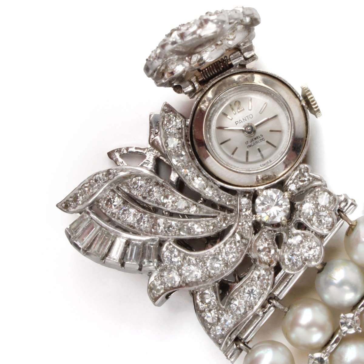 Diamond, Pearl and 14K Bracelet Watch