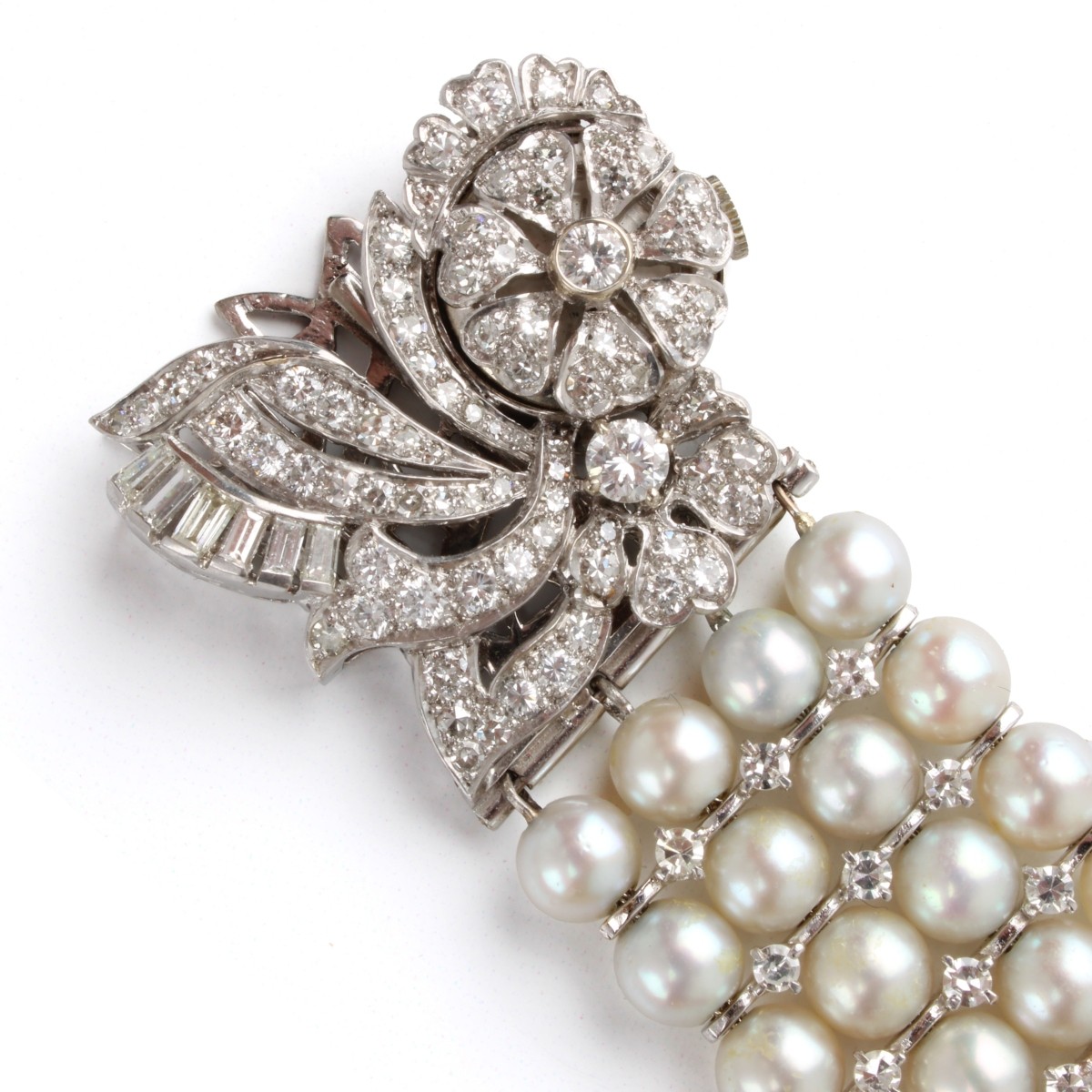 Diamond, Pearl and 14K Bracelet Watch