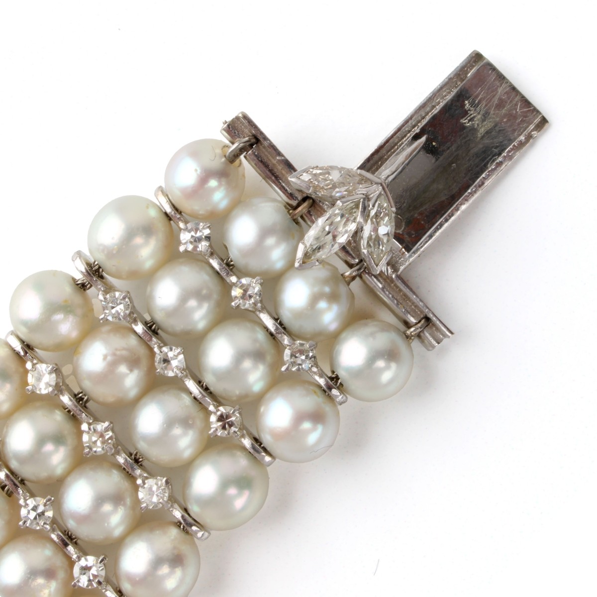 Diamond, Pearl and 14K Bracelet Watch