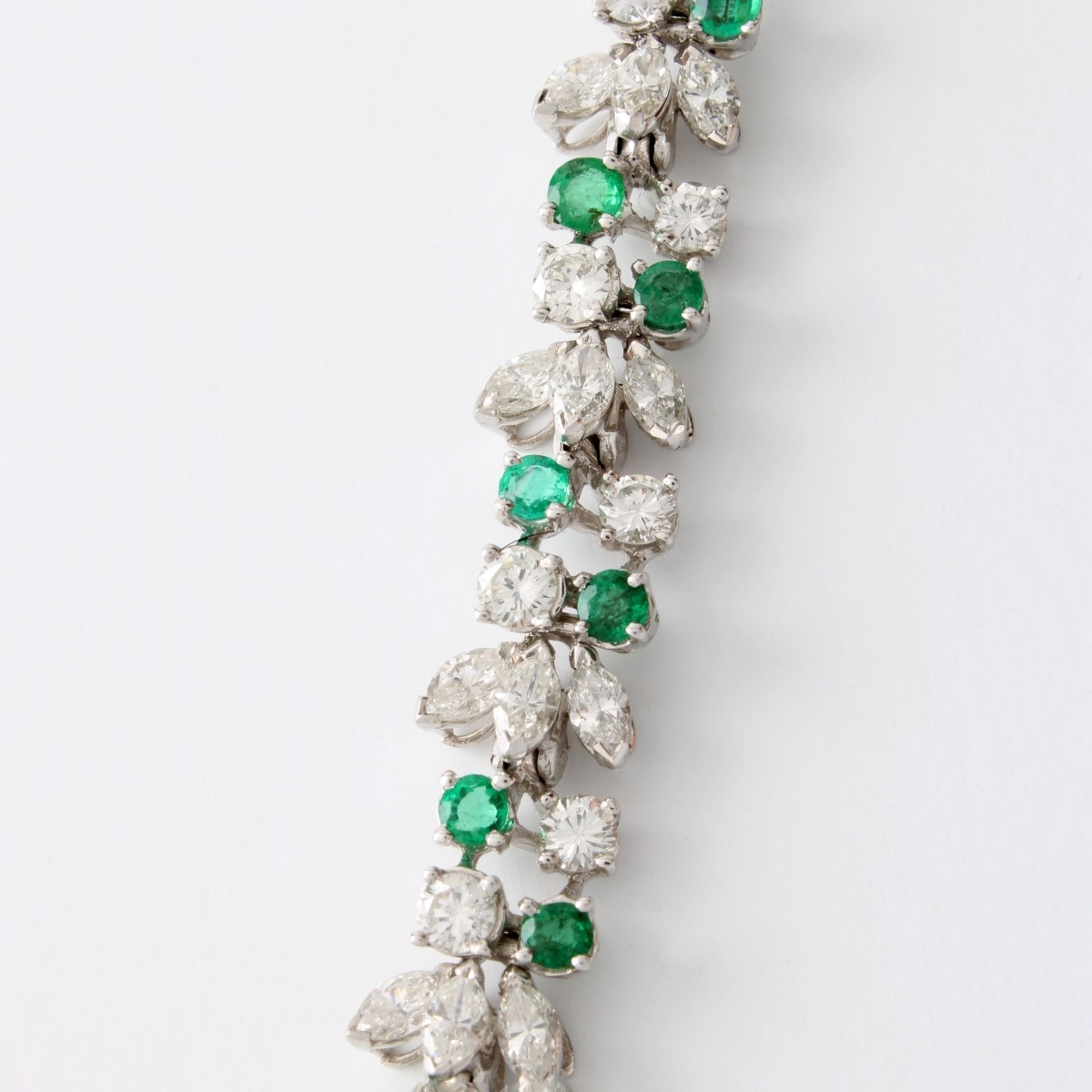 Diamond, Emerald and Platinum Bracelet