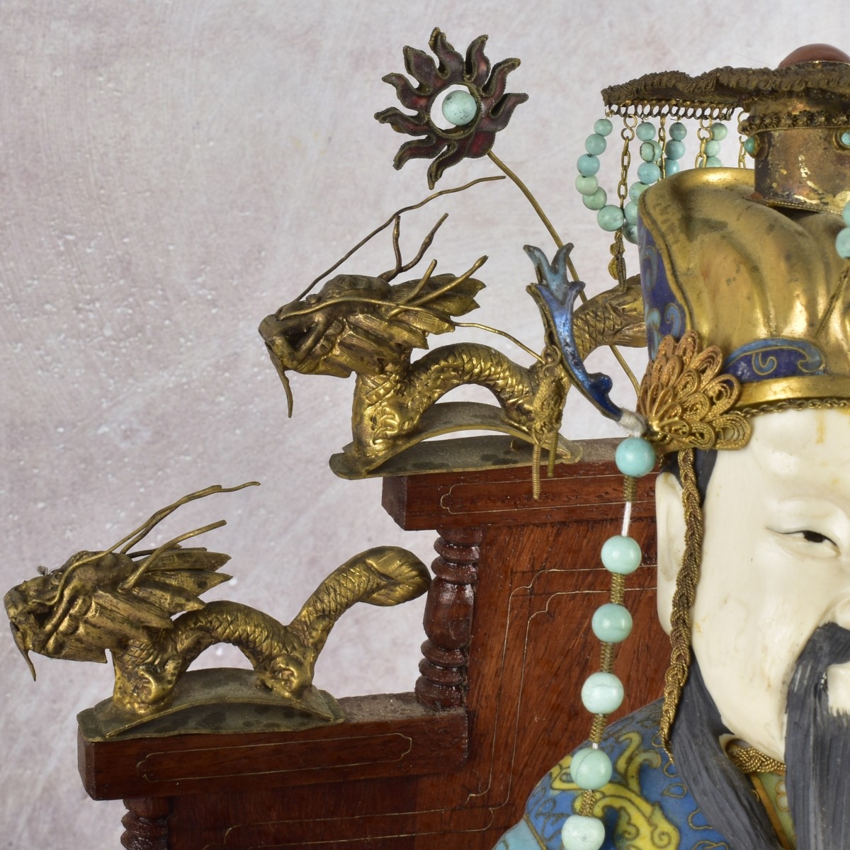 Chinese Carved Cloisonne Emperor