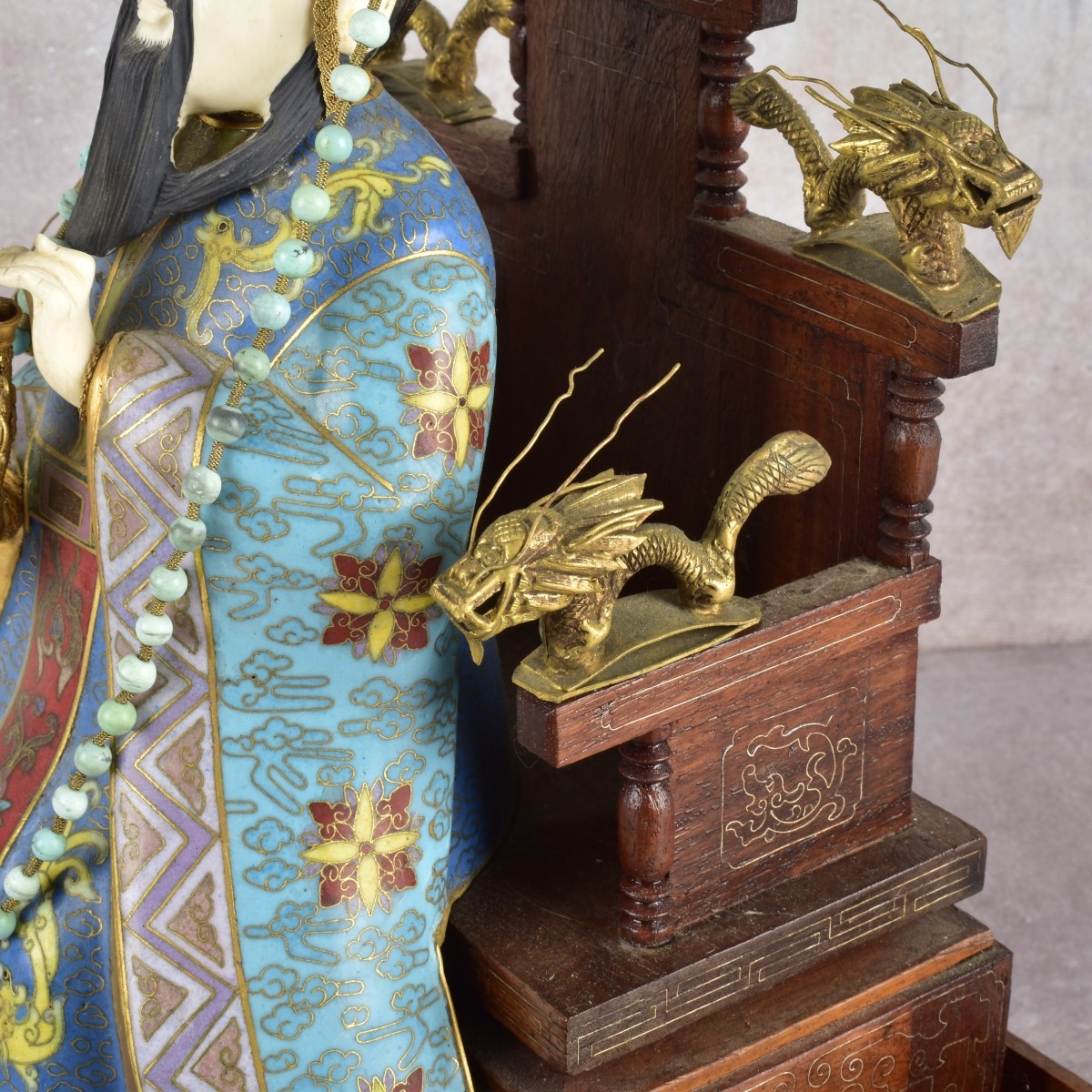 Chinese Carved Cloisonne Emperor