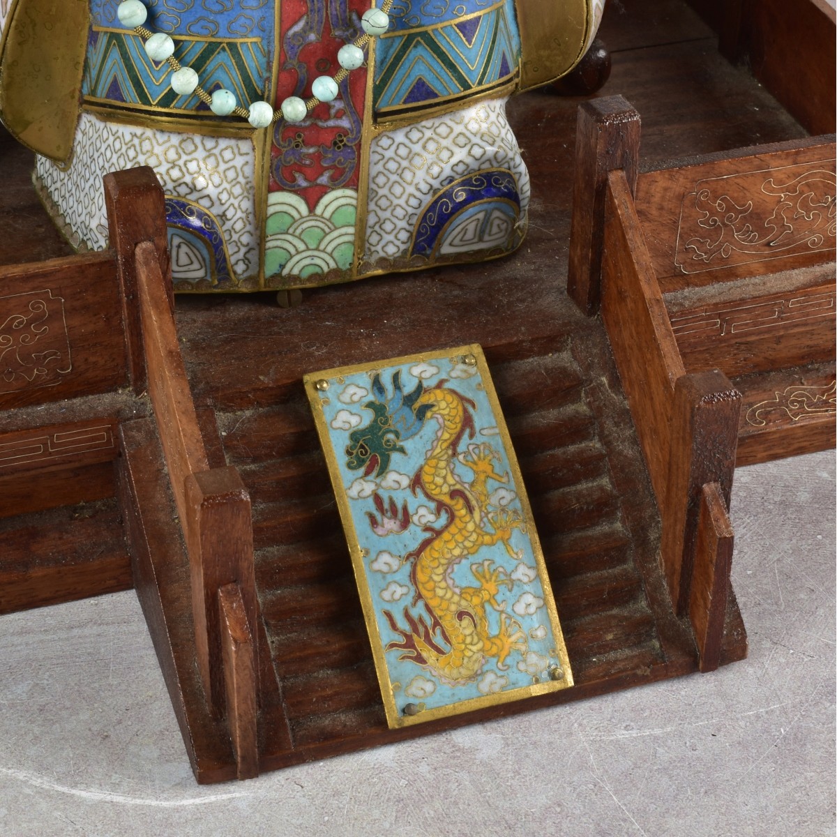 Chinese Carved Cloisonne Emperor