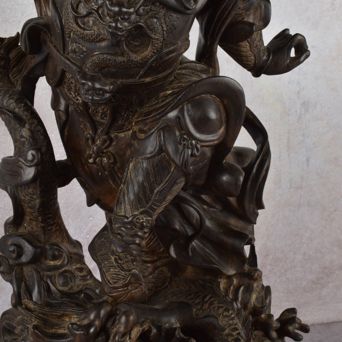 Chinese Wood Sculpture of a Warrior