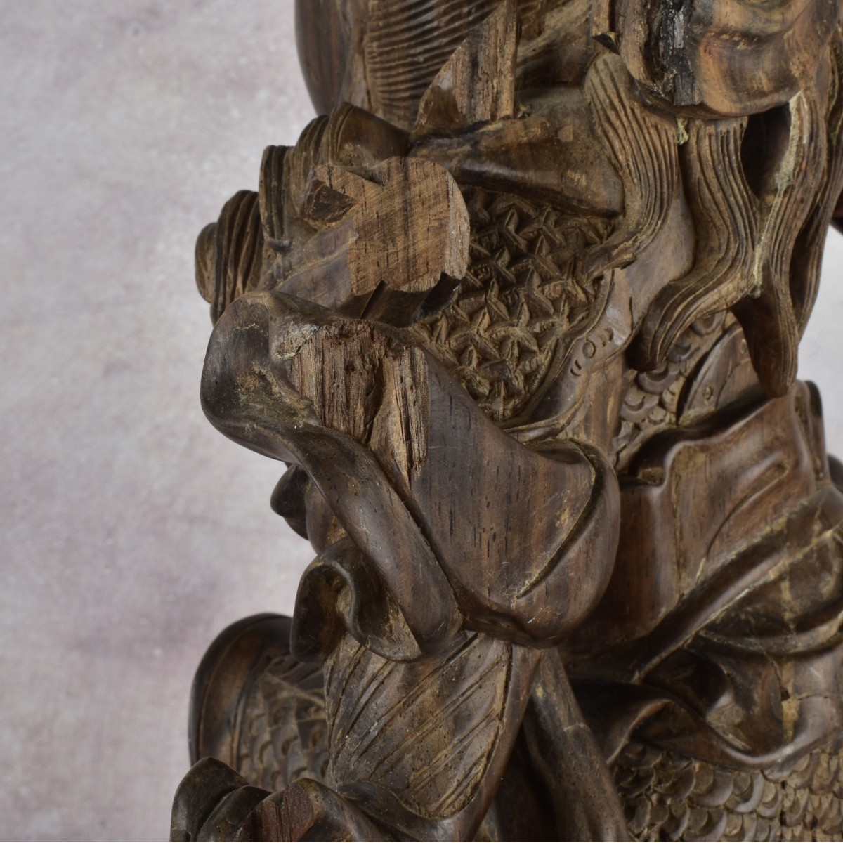 Chinese Wood Sculpture of a Warrior