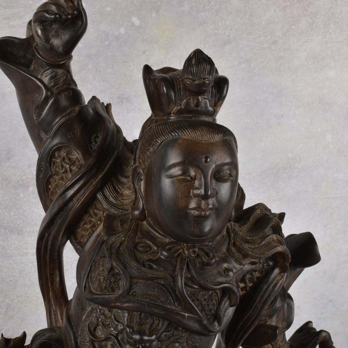 Chinese Wood Sculpture of a Warrior