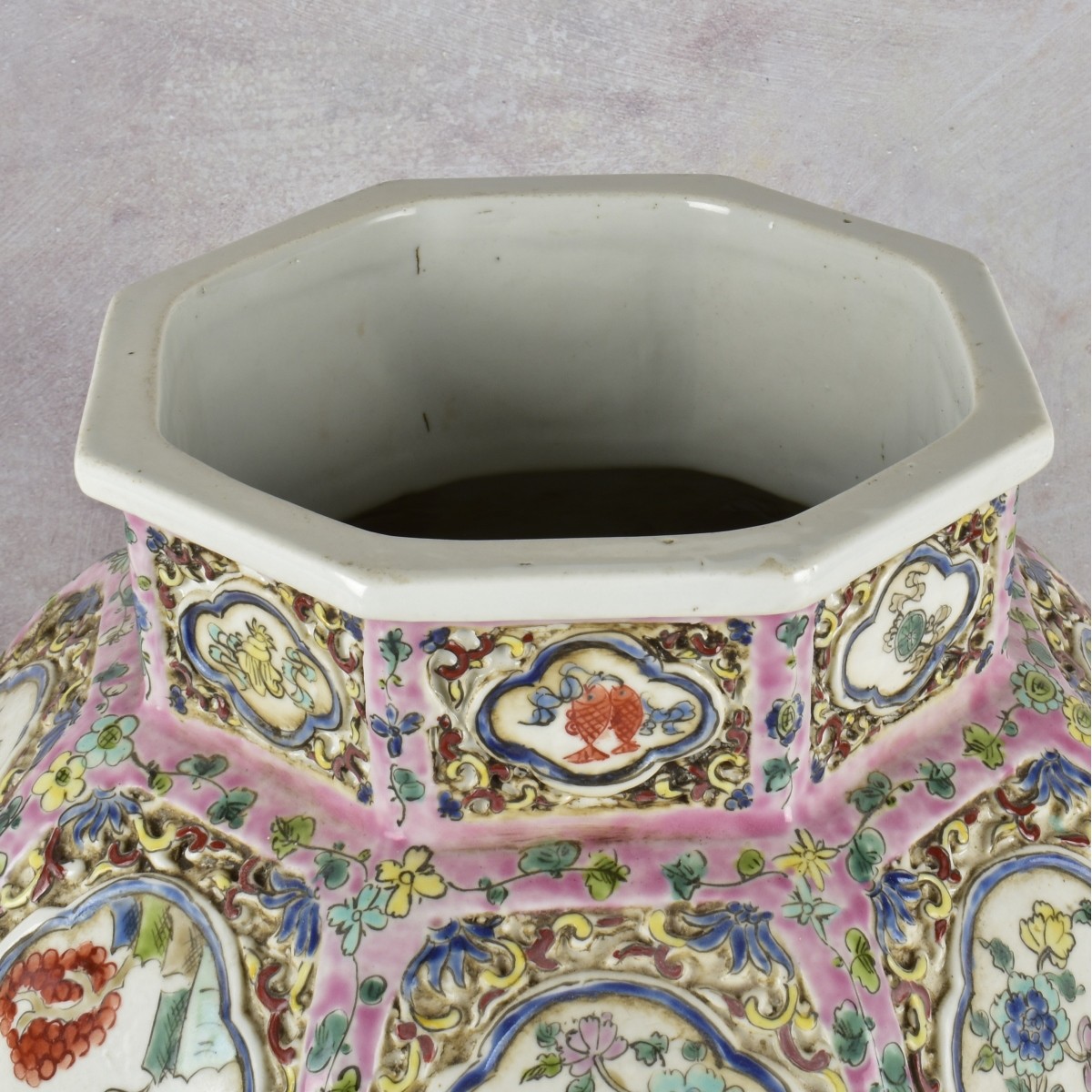 Chinese Rose Medallion Temple Jar