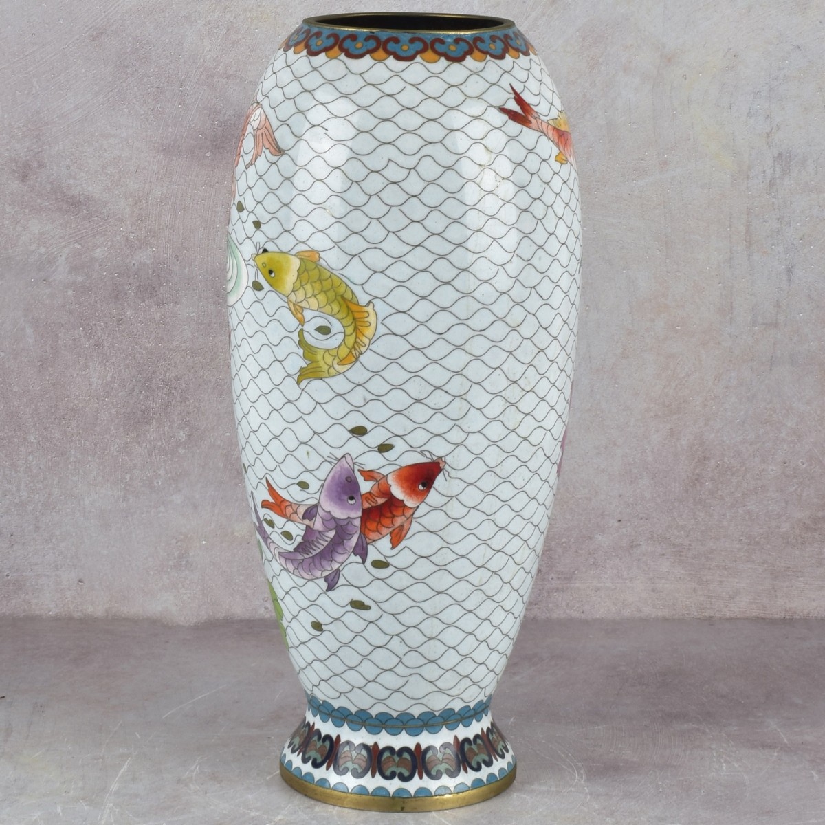 Chinese Cloisonne Koi Vase