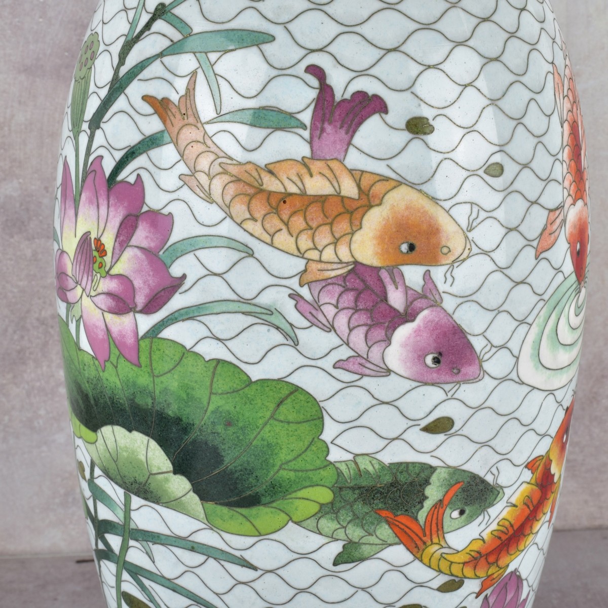Chinese Cloisonne Koi Vase