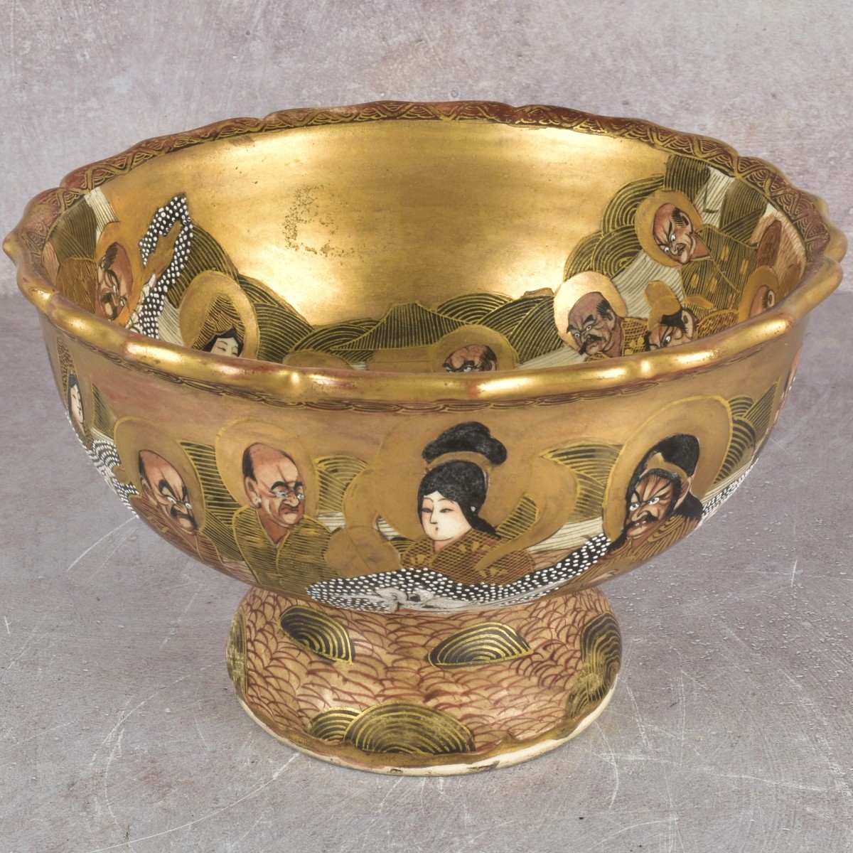 Japanese Meiji Pedestal Satsuma Bowl