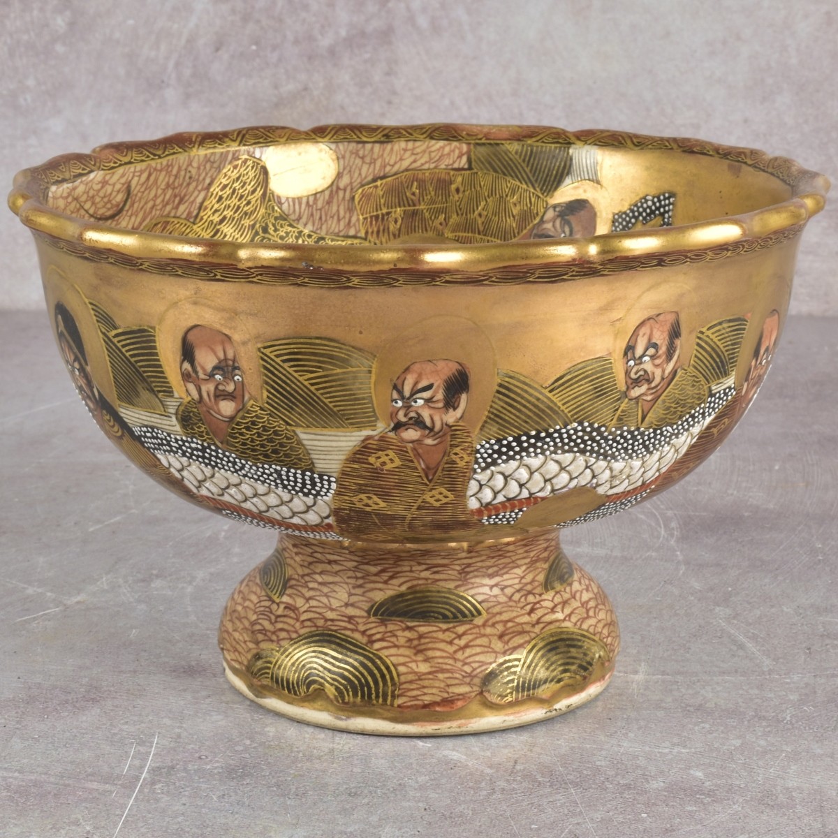 Japanese Meiji Pedestal Satsuma Bowl