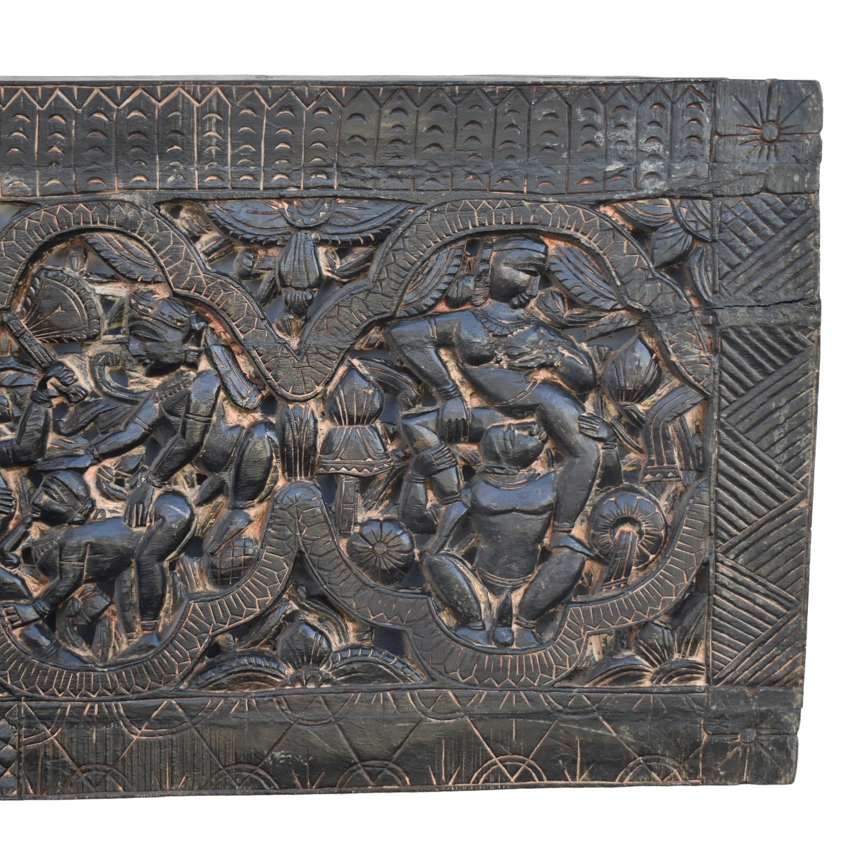 Large Indonesian Hand Carved Wood Panel