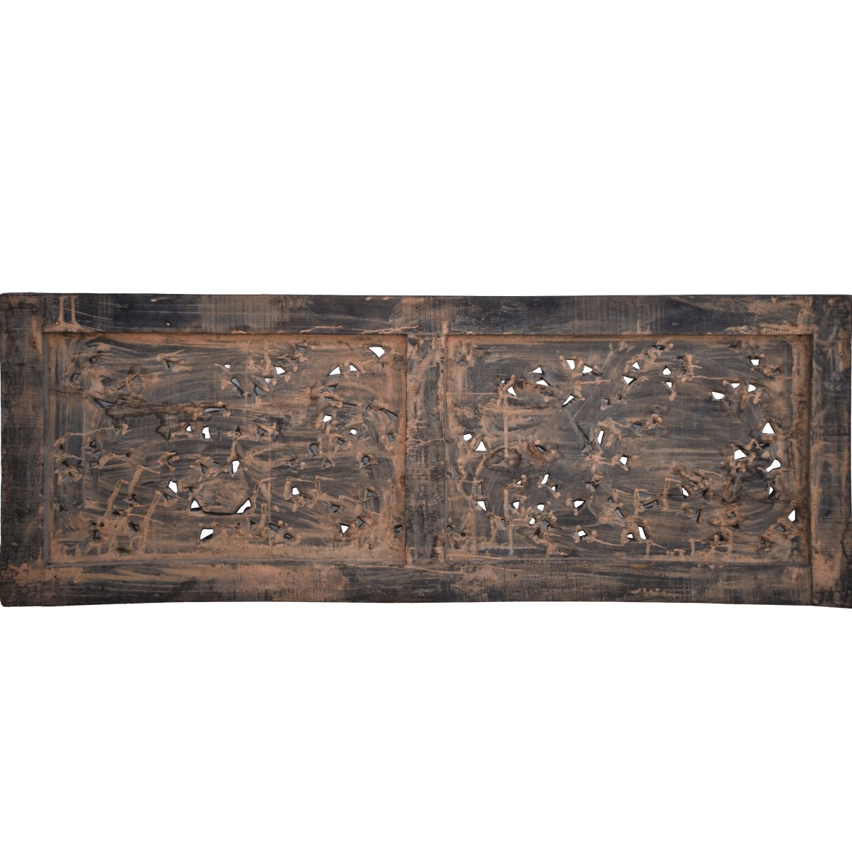 Large Indonesian Hand Carved Wood Panel