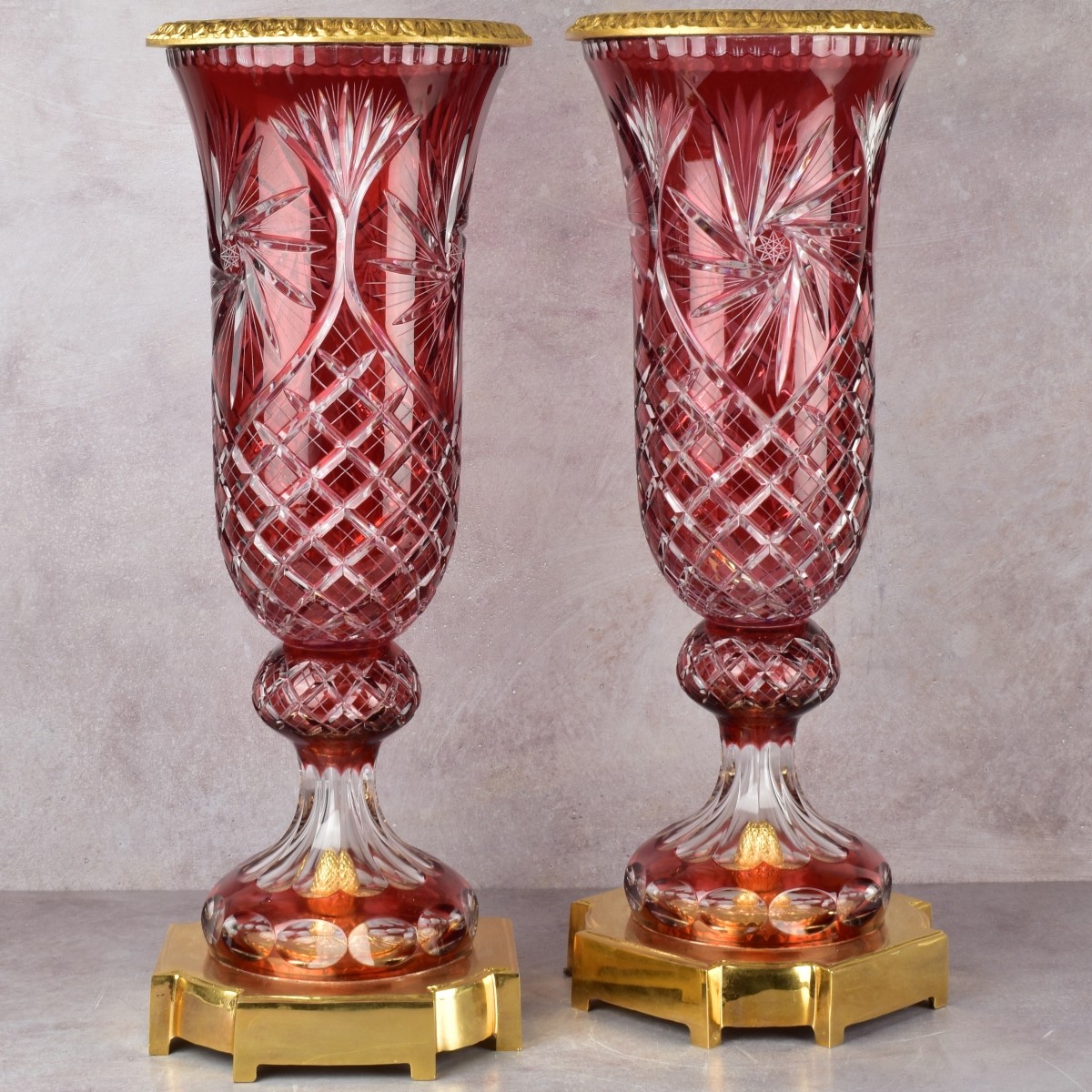 Large Czech Bohemian Vases
