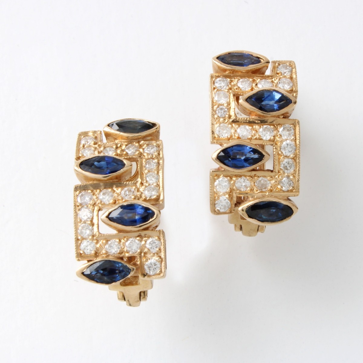 Sapphire, Diamond and 14K Earrings