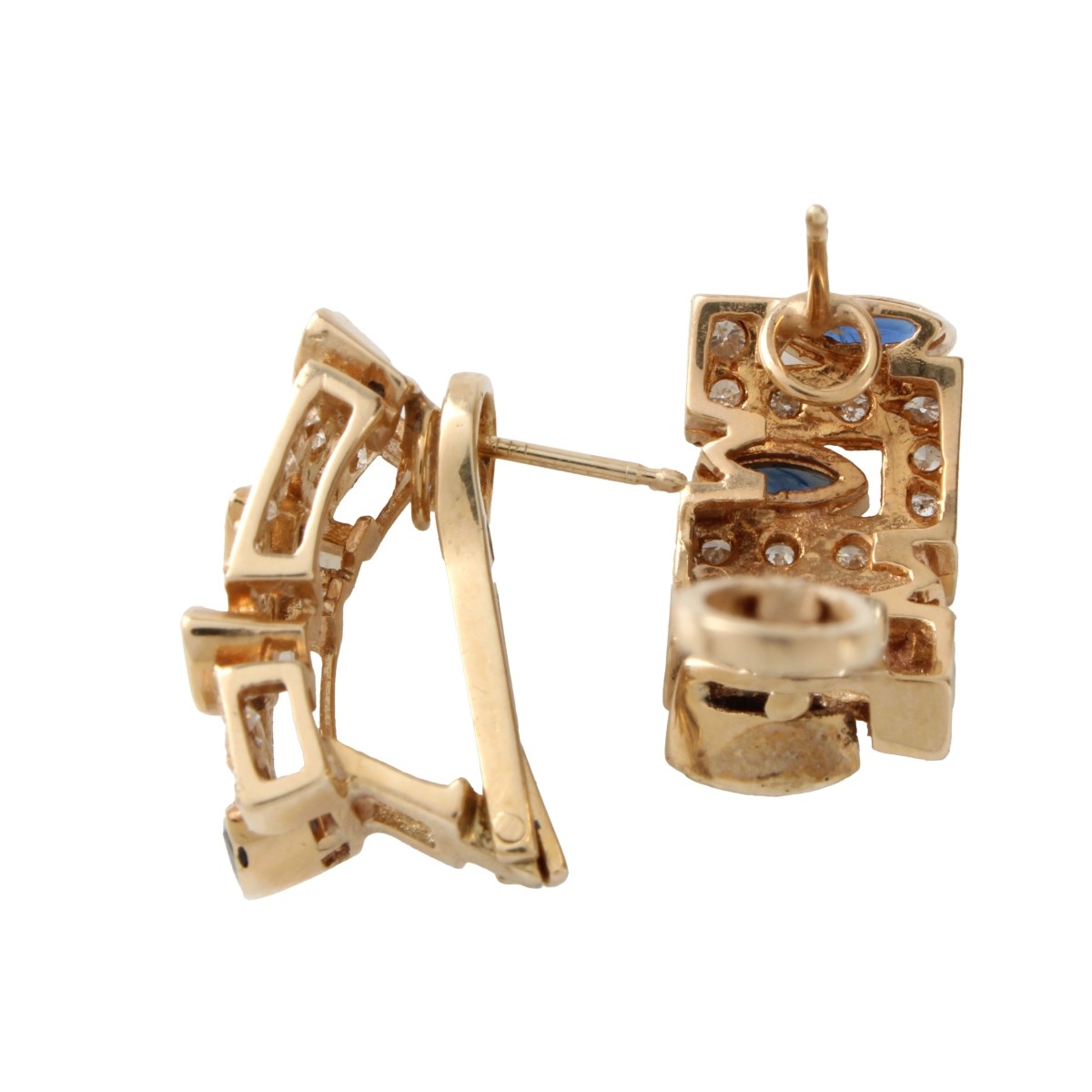 Sapphire, Diamond and 14K Earrings