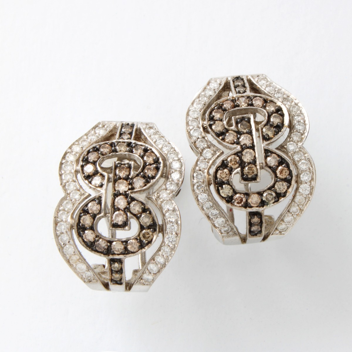 Diamond, Onyx and 18K Earrings