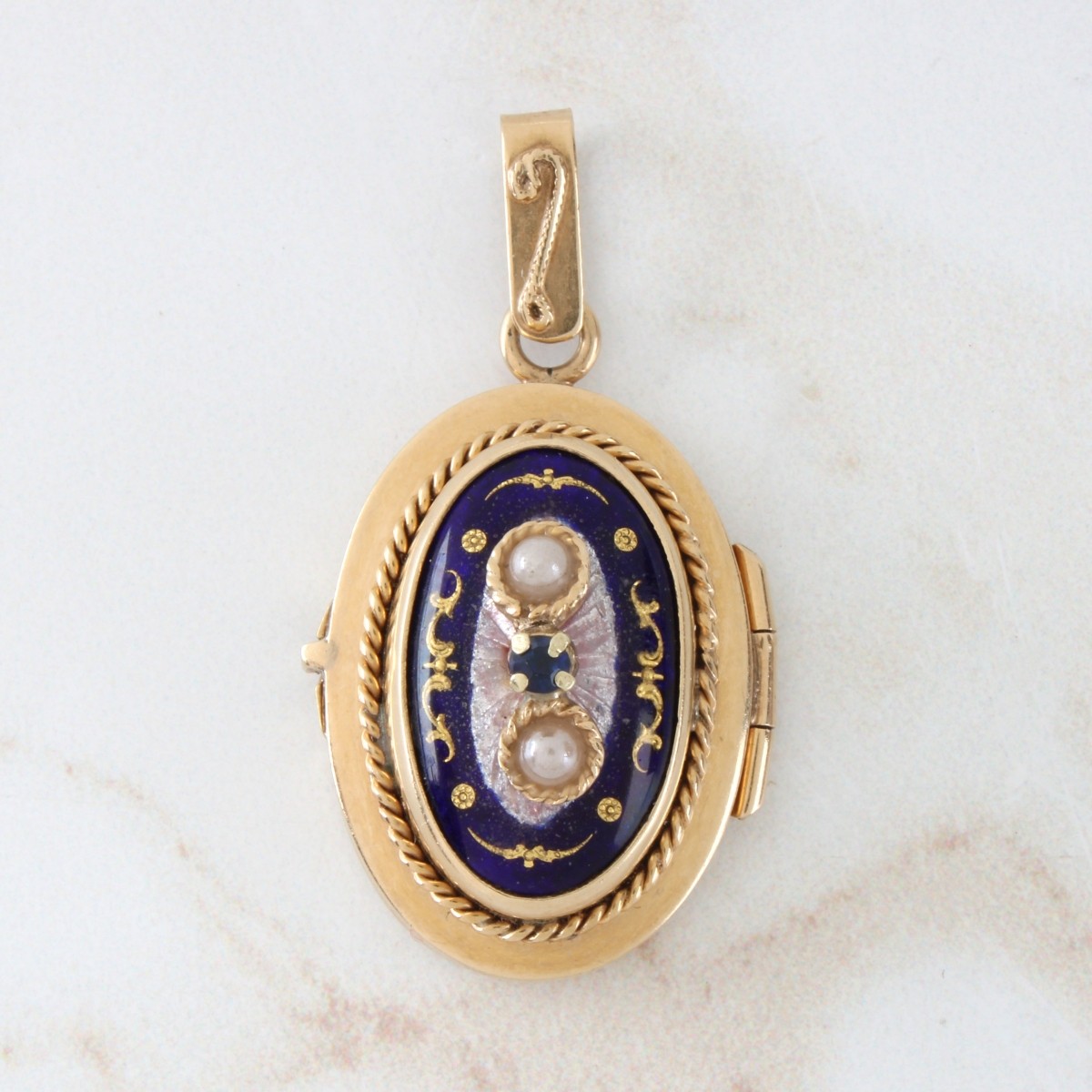 Enamel, Pearl and 14K Pendant
