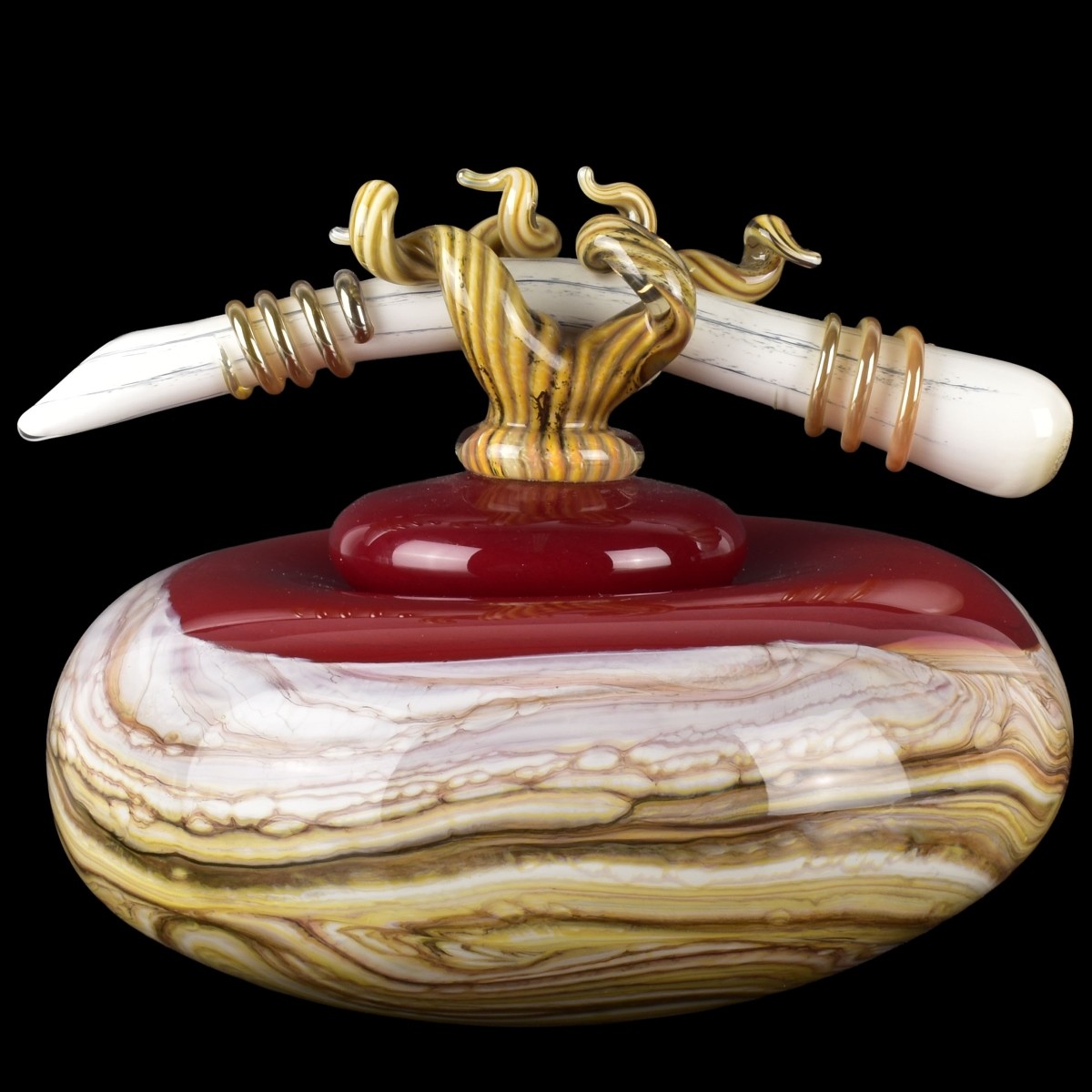 Carl Black Art Glass Bowl and Cover