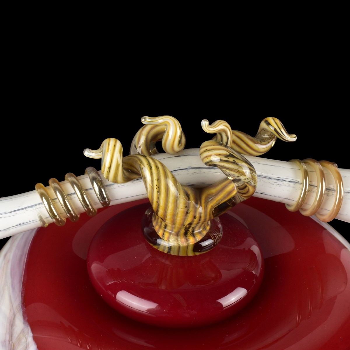 Carl Black Art Glass Bowl and Cover