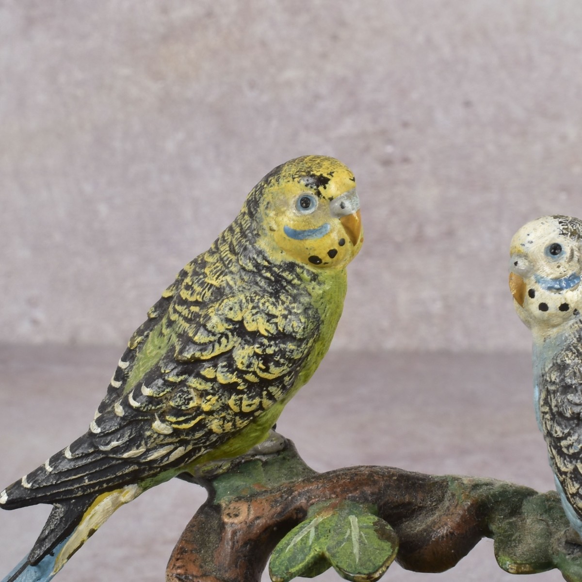 Antique Cold Painted Pair of Parakeets