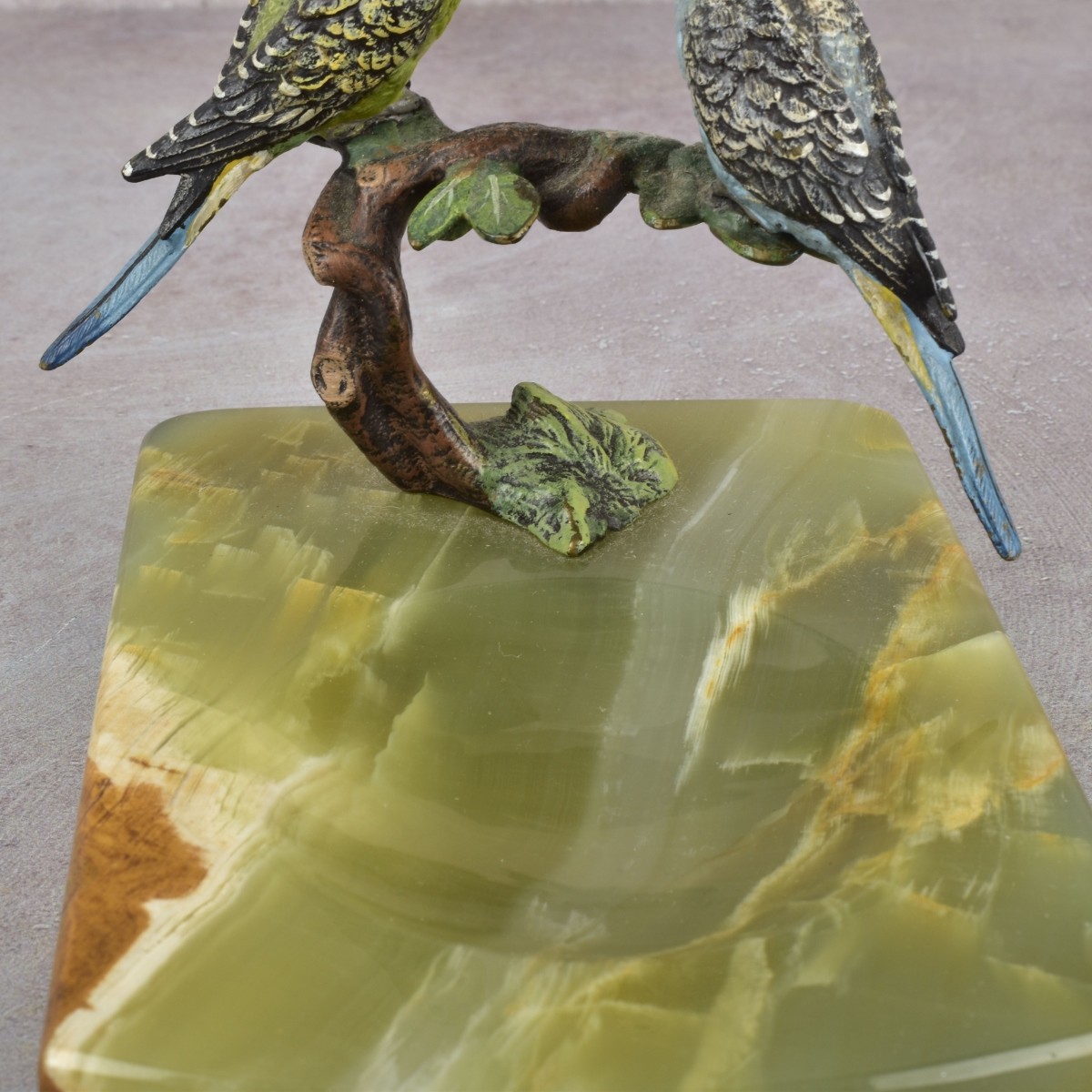 Antique Cold Painted Pair of Parakeets