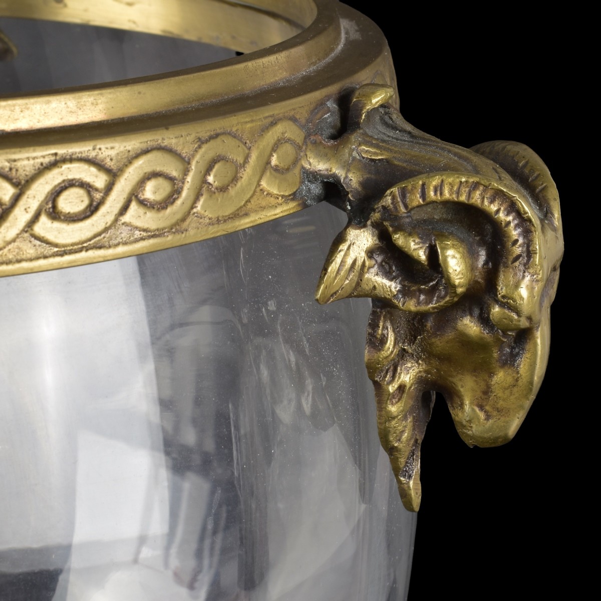 Large Crystal Brass Head Urn Bowl