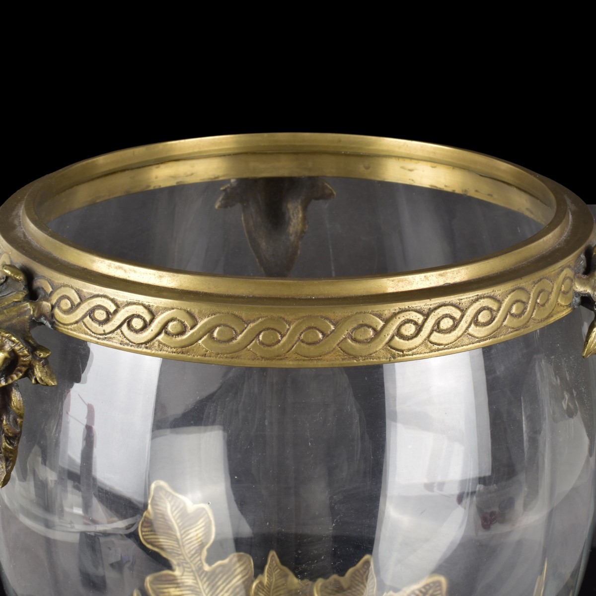 Large Crystal Brass Head Urn Bowl