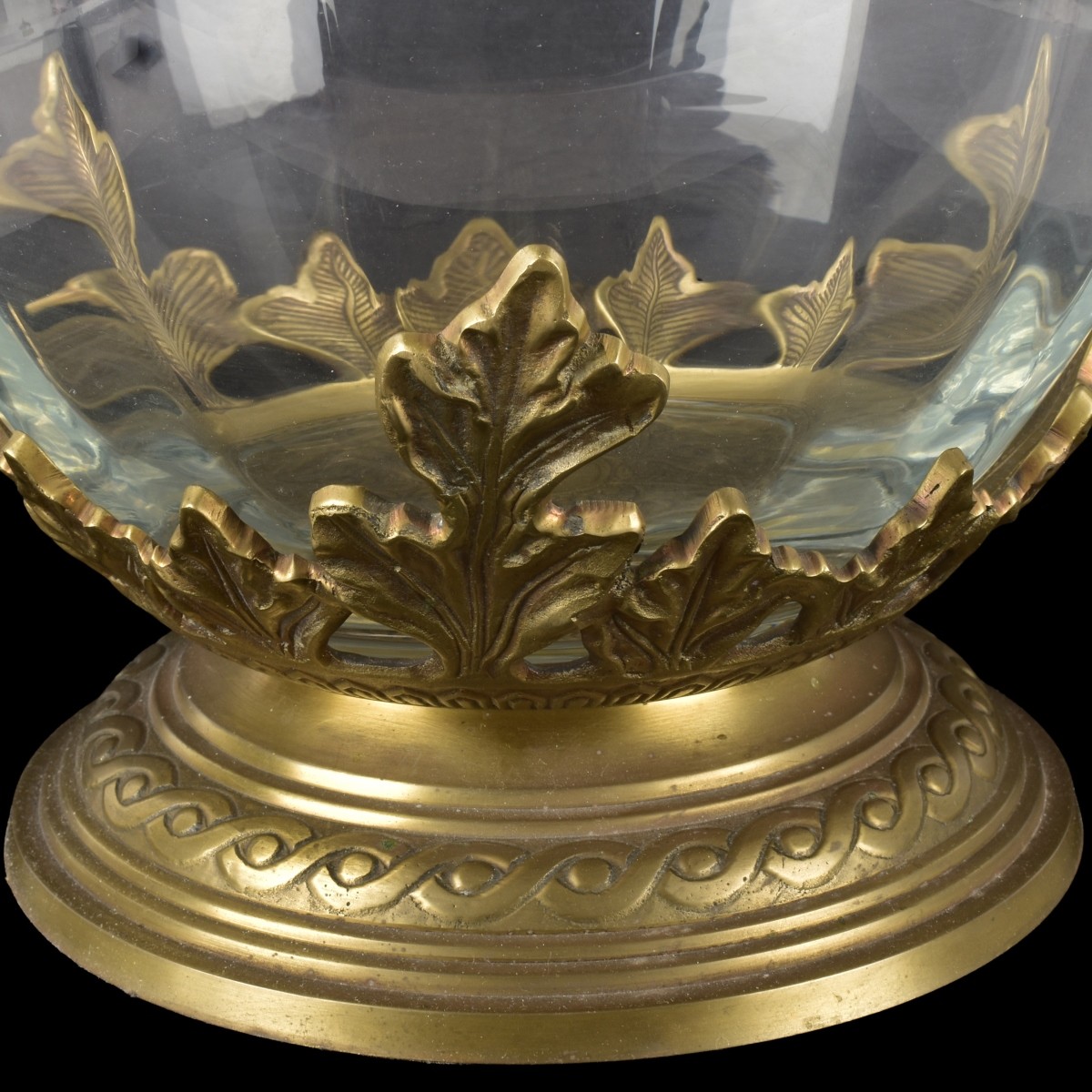 Large Crystal Brass Head Urn Bowl