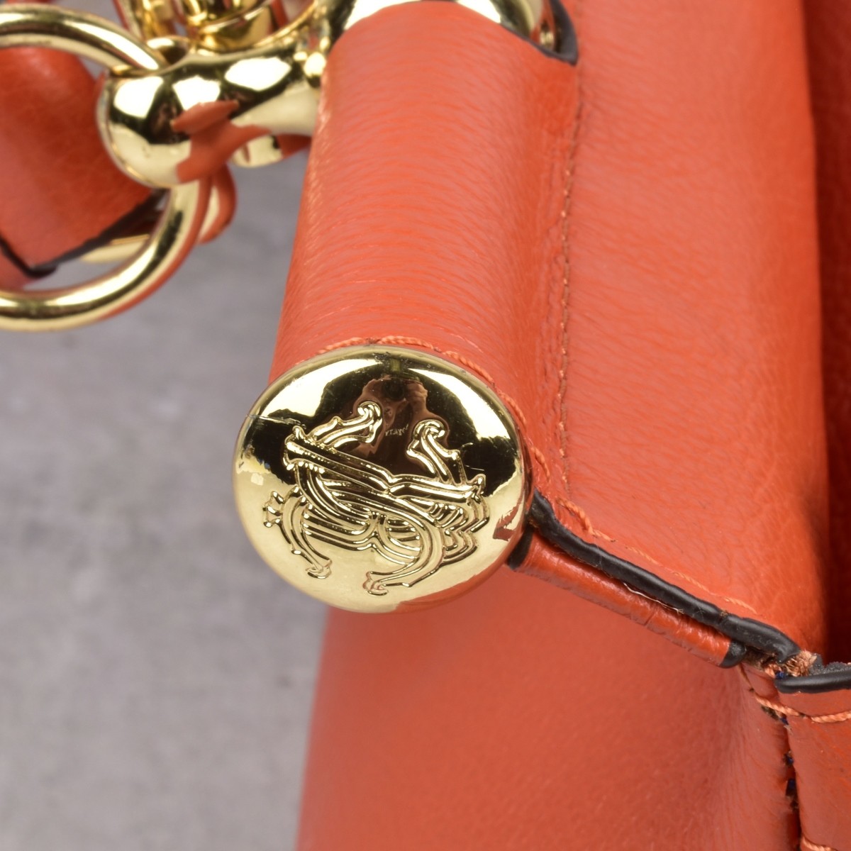 Replica Robert Cavalli Red/Orange Leather Handbag